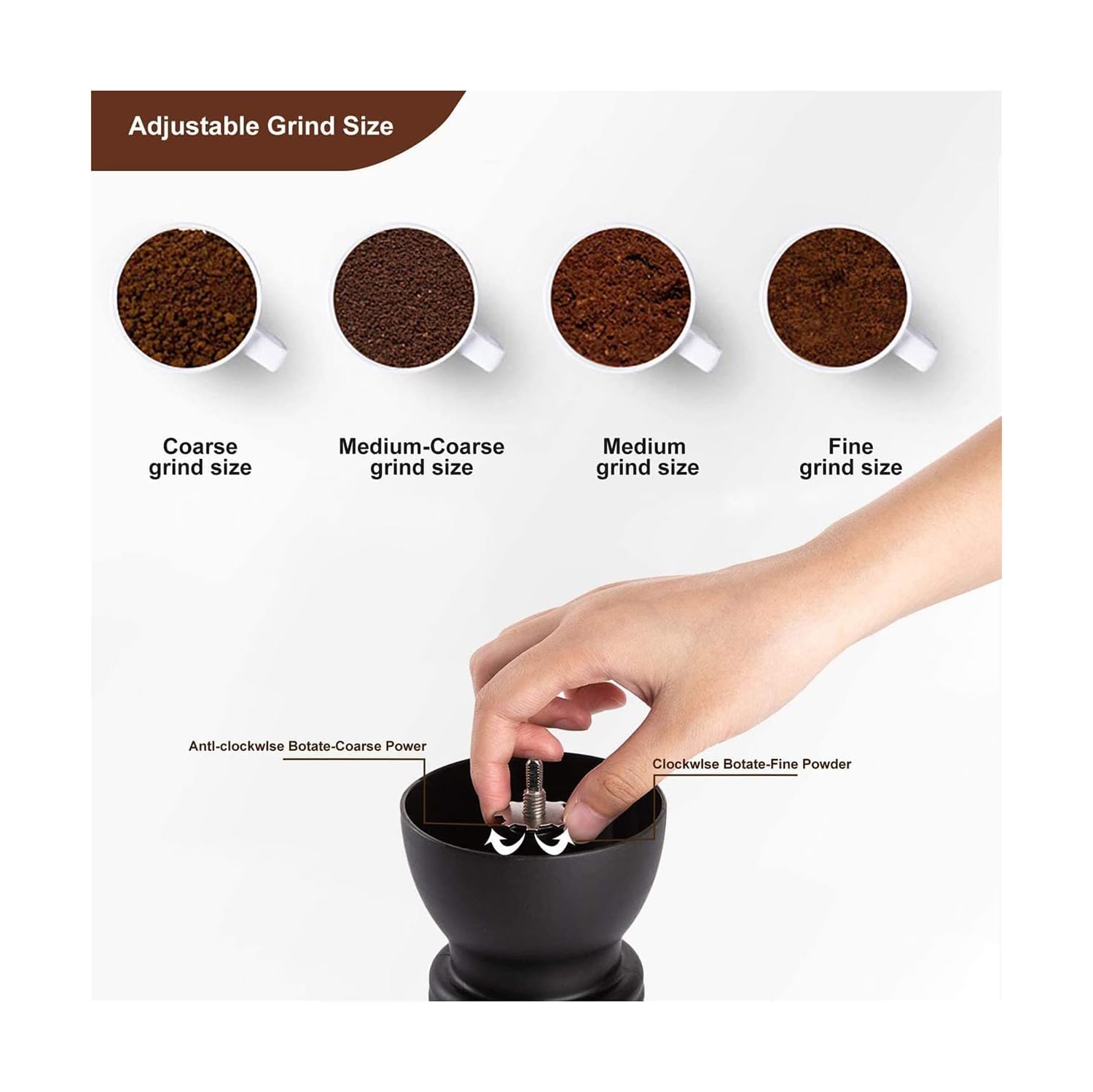 Petit moulin à café manuel Moulin à meules coniques Moulin à café portatif manuel Moulin à café à manivelle adapté au camping Bar de cuisine