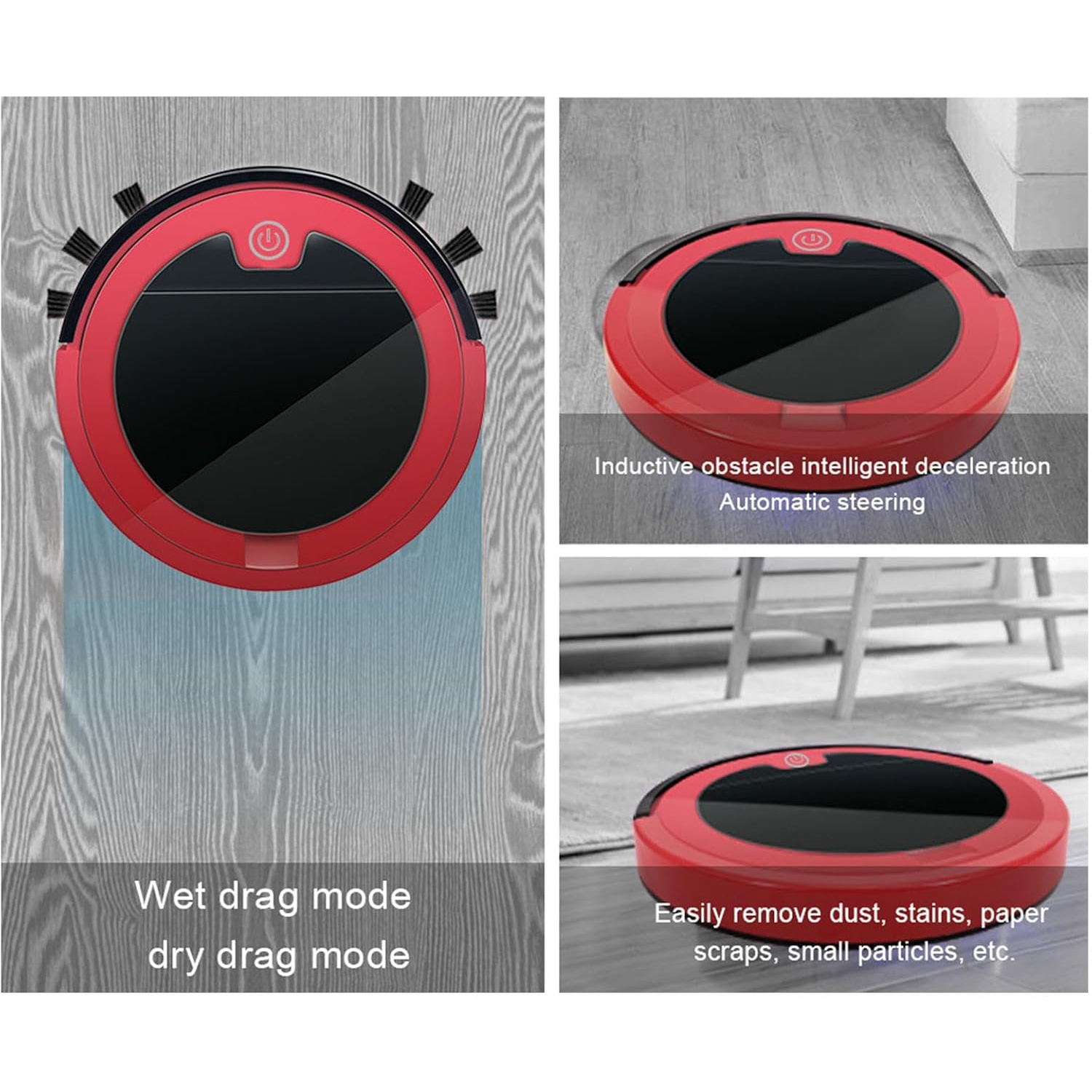 3-in-1 robot vacuum cleaner, intelligent obstacle avoidance, HEPA filter, USB charging, super quiet, strong suction, suitable for household cleaning