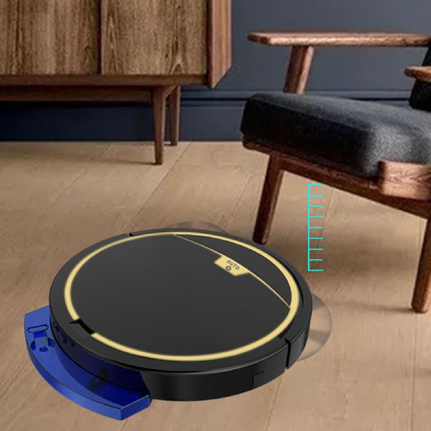 Smart sweeping robot - 1800Pa strong suction, three-in-one, sweeping and mopping, APP + remote control, automatic mopping, ultra-thin body（black）
