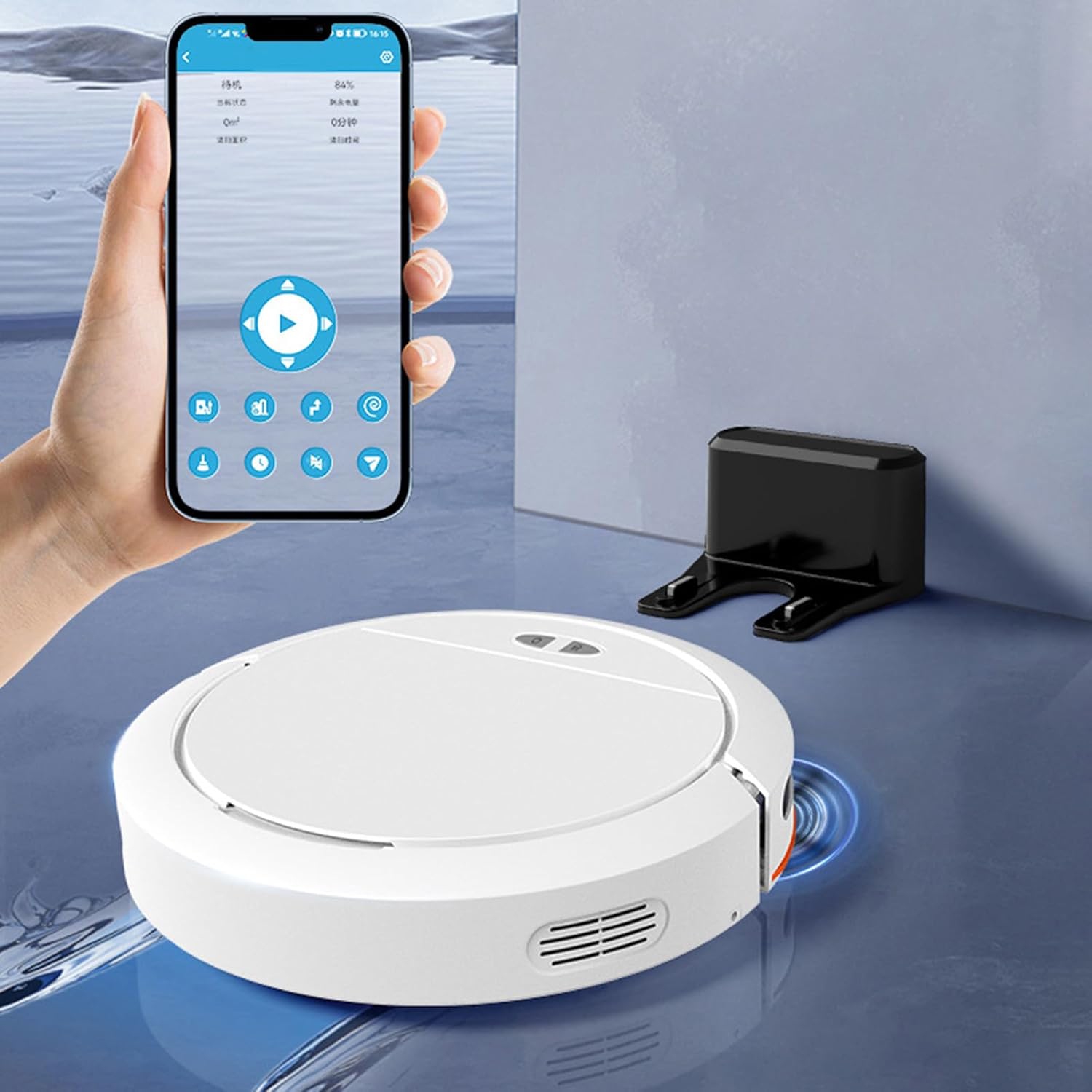 3-in-1 Robot Vacuum Cleaner and Mop, 2700Pa Strong Suction, 120 Minutes Run Time, Smart APP Control, Automatic Cleaning Mode, Anti-Fall, Voice Alarm