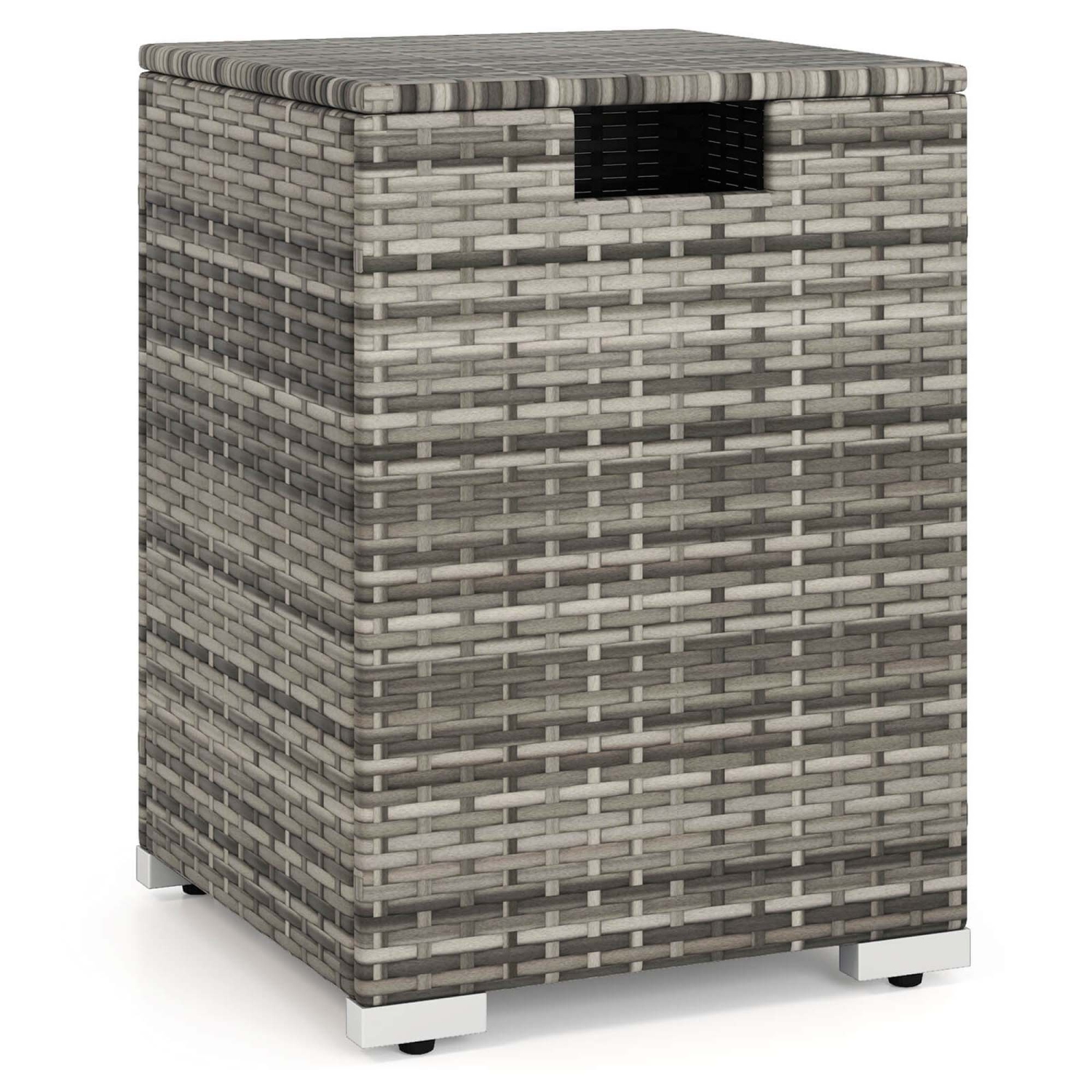 Housse de réservoir de propane en rotin de 16&nbsp;po de Costway Table d'appoint escamotable 20&nbsp;lb Porte-gaz propane gris/brun