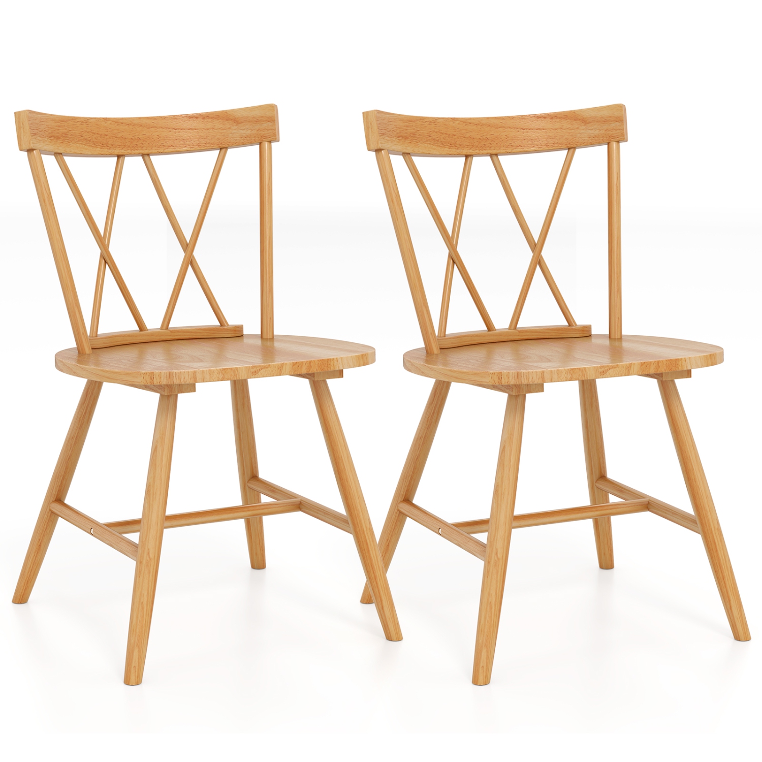 Costway Dining Chairs Set of 2/4 Farmhouse Kitchen Chair with Rubber Wood Frame Black/Natural