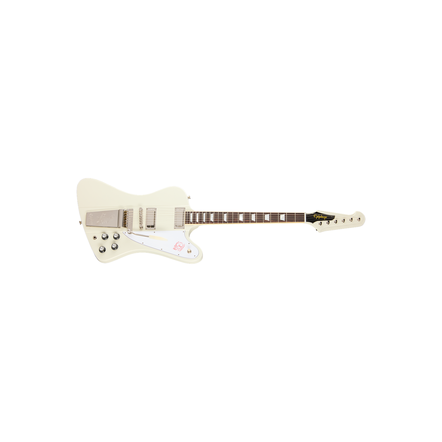 Guitare électrique Firebird V 1963 d'Epiphone avec étui rigide Maestro Vibrola Reissue - Blanc Polaris