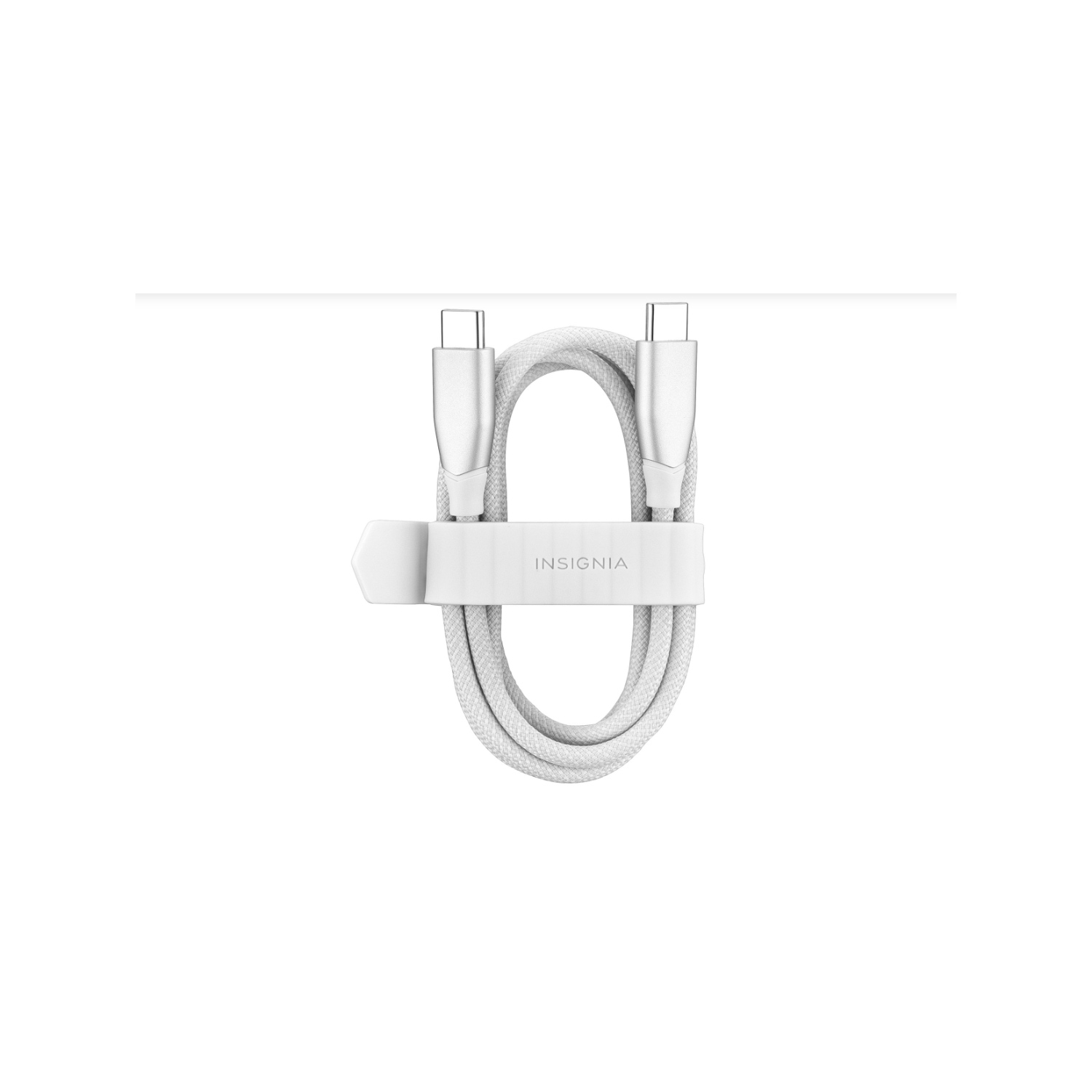 Câble tissé USB-C à USB-C 1,2&nbsp;m d'Insignia - Blanc NS-MC5CC4W24-C.