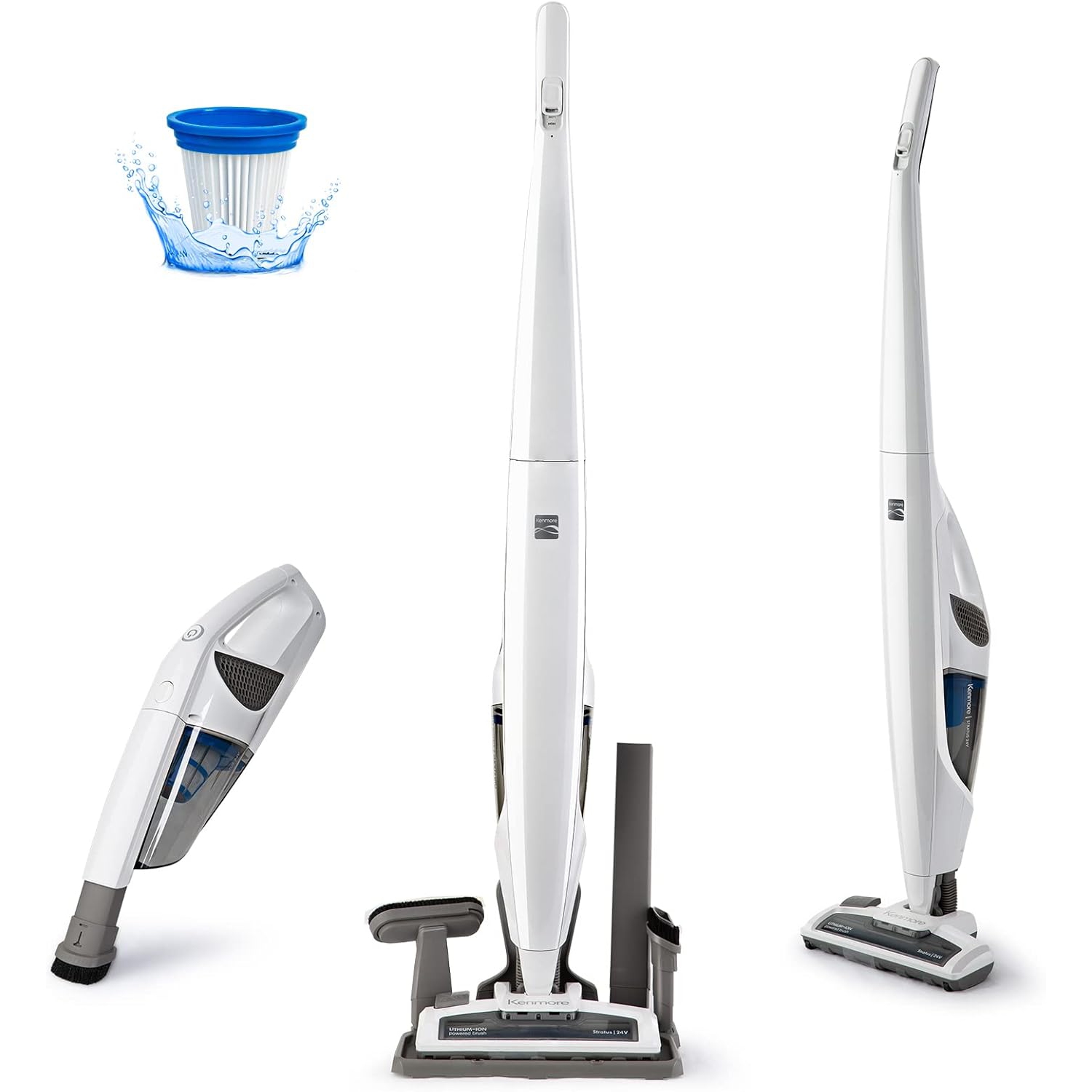 Kenmore DS1030 Cordless Stick Vacuum Cleaner – 2-Speed Power Suction, LED Headlight, 45min Runtime, Removable Dust Cup, 2-in-1 Handheld for Hardwood