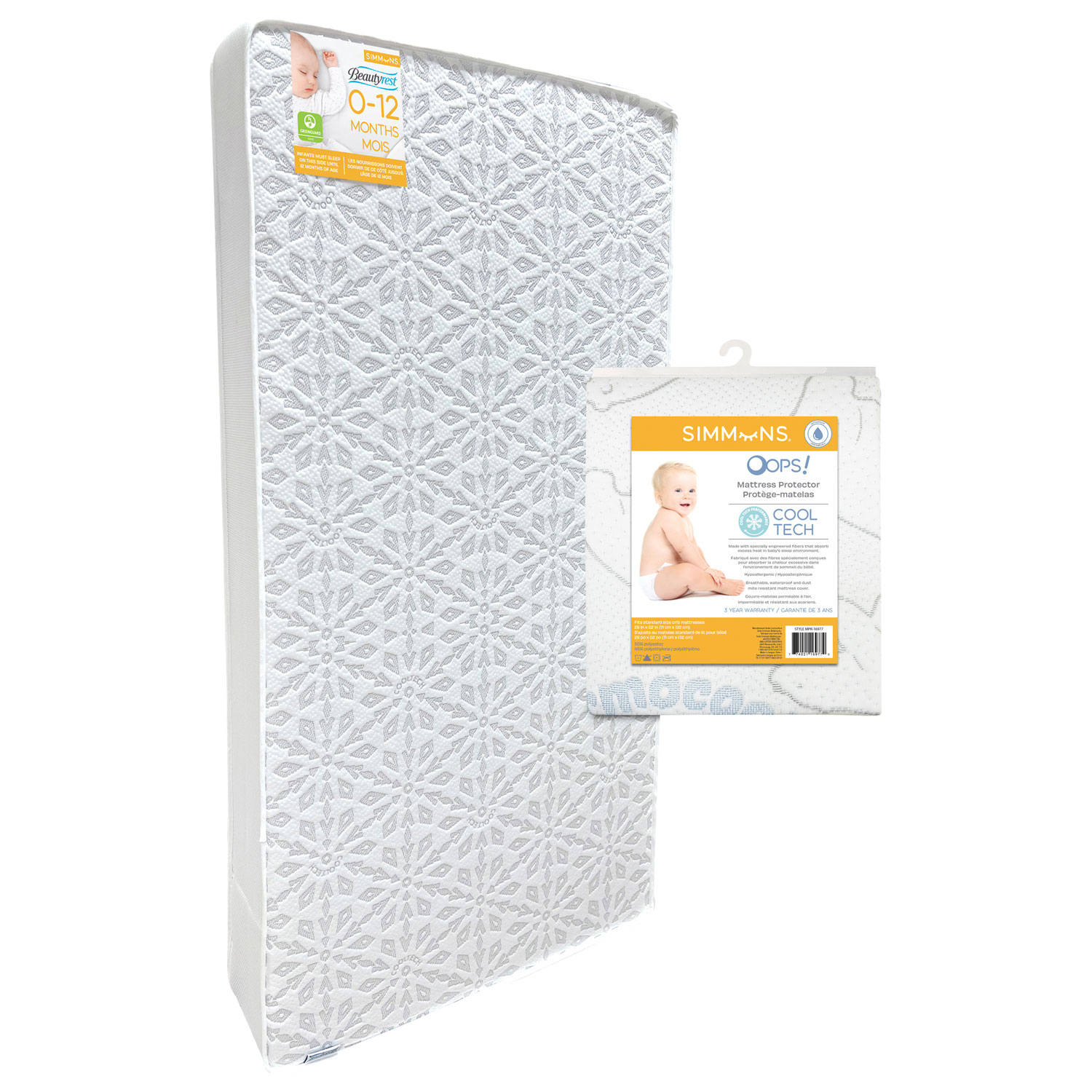 Simmons Cooltech Anti-Bacteria Breathable Crib Mattress with Mattress Protector