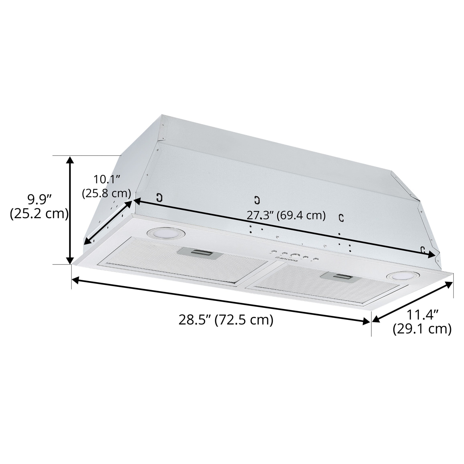 28" Inserta Chef II 600 CFM Ducted Insert Range Hood in Stainless Steel