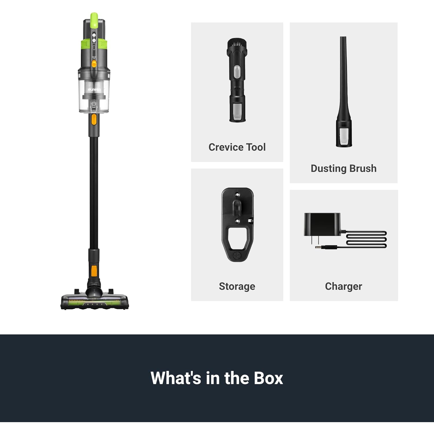 Aspirateur sans fil RapidClean Pro D'EUREKA pour planchers durs, aspirateur-balai léger LED, aspirateur-balai pratique et aspirateur à main, vert,