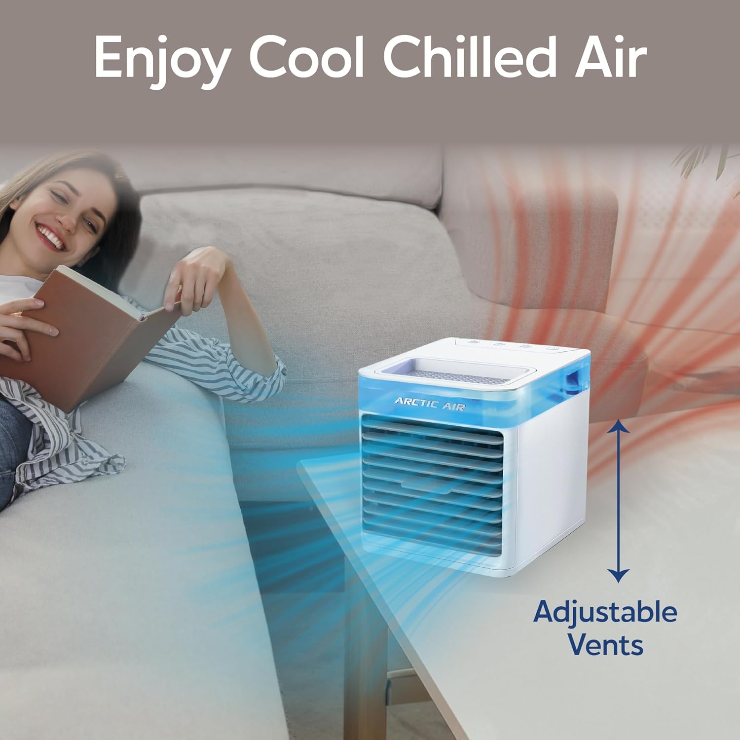 Arctic Air Pure Chill 2.0 Evaporative Air Cooler by Ontel - Powerful, Quiet, Lightweight and Portable Space Cooler with Hydro-Chill Technology For