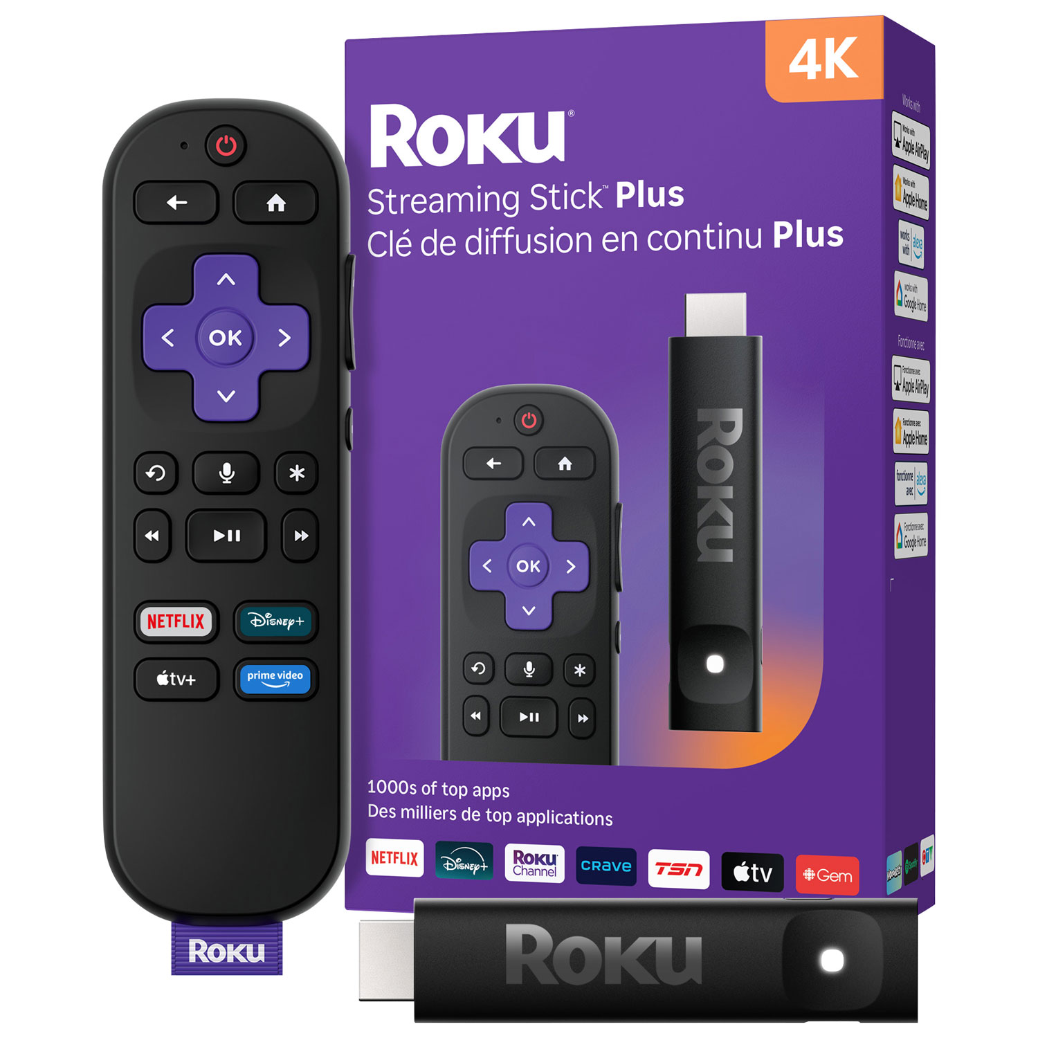 Roku Streaming Stick Plus 4K Media Streamer with Remote