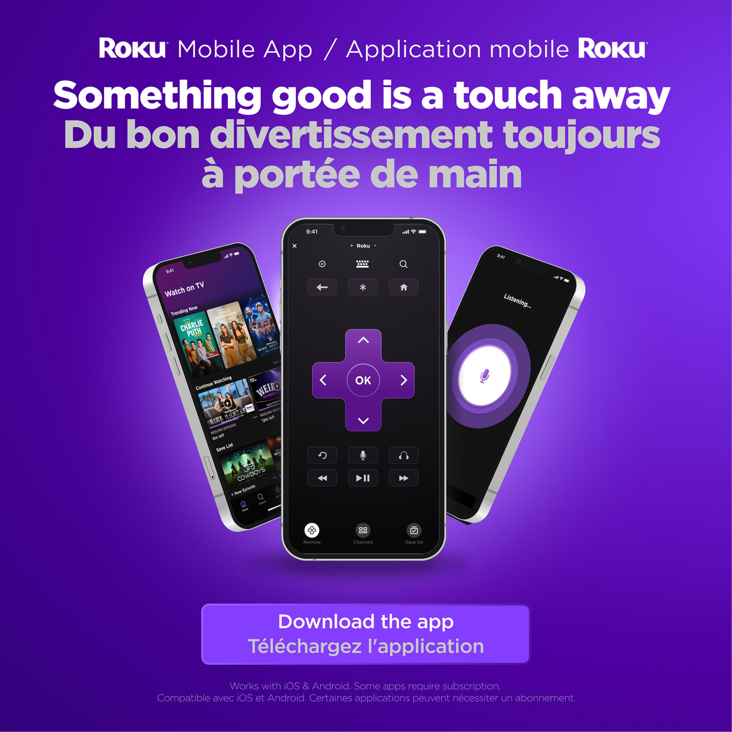 Lecteur multimédia de diffusion en continu Streaming Stick Plus 4K de Roku avec télécommande