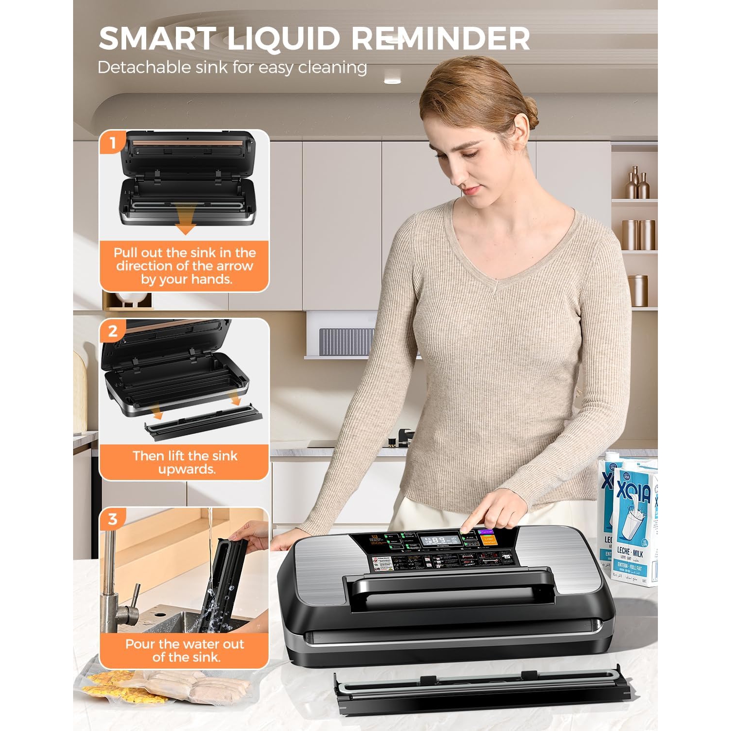 Scelleuse sous vide MZROT 95Kpa - Scelleuse automatique commerciale avec coupe-aliments, 10 sacs précoupés et tuyau pour accessoires, trousse de