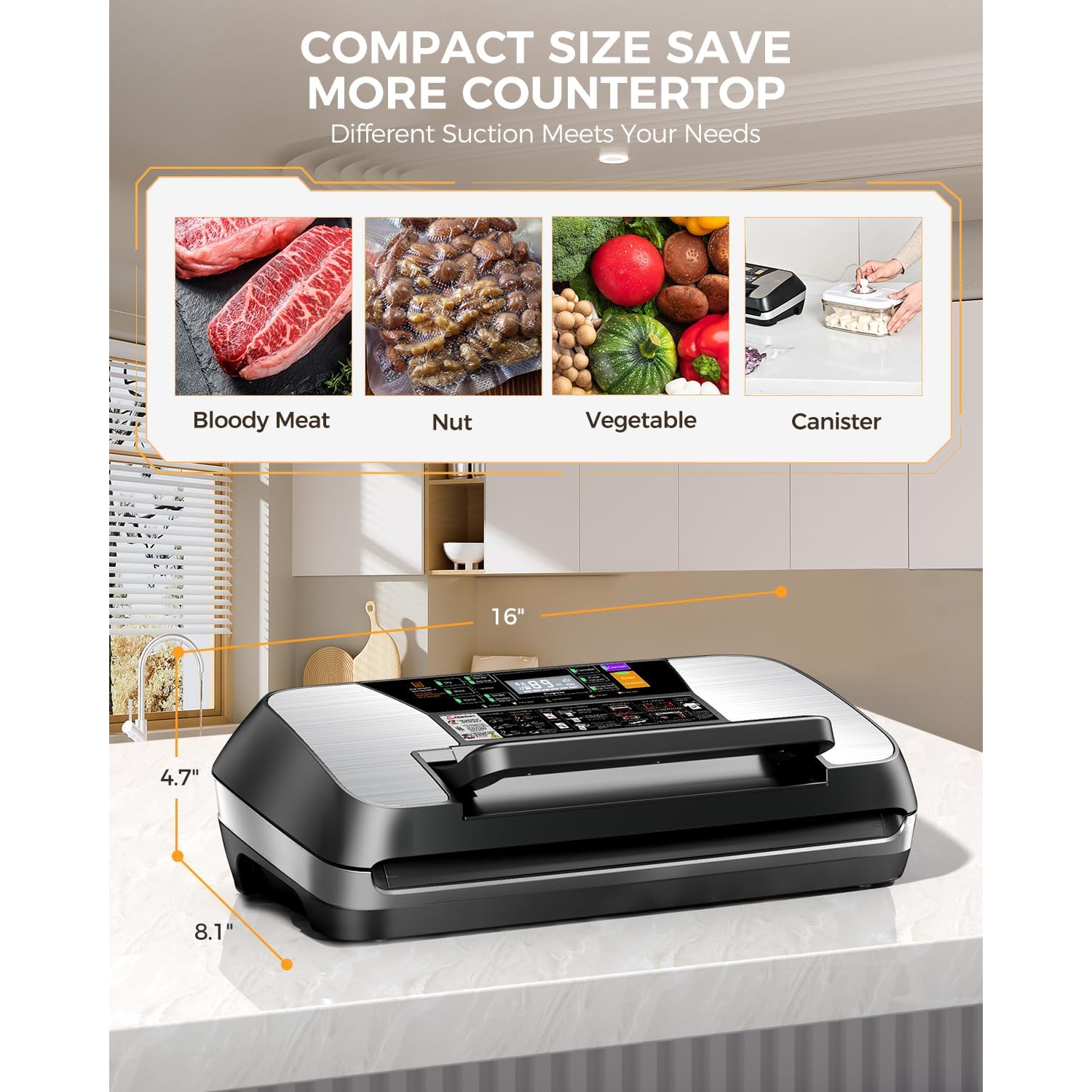 Scelleuse sous vide MZROT 95Kpa - Scelleuse automatique commerciale avec coupe-aliments, 10 sacs précoupés et tuyau pour accessoires, trousse de