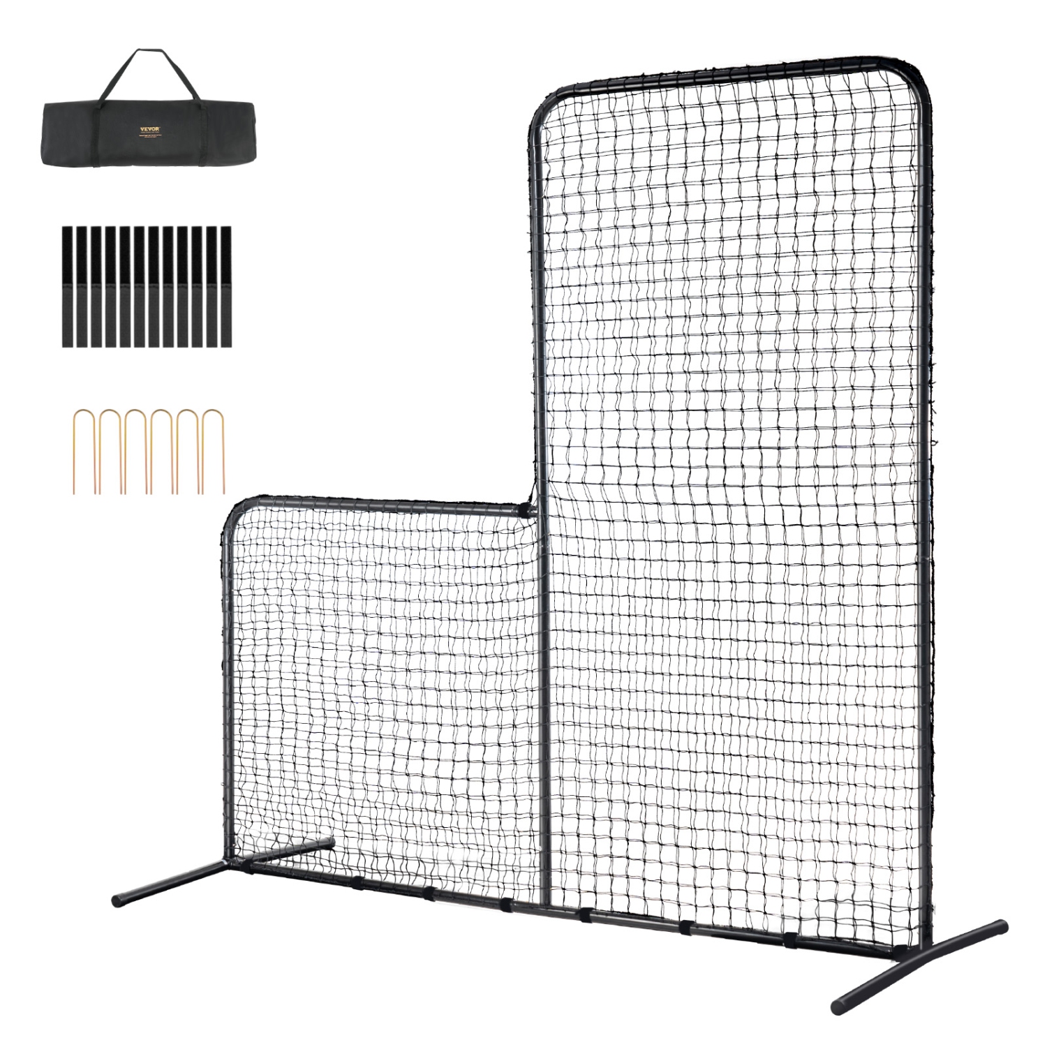 VEVOR 7x7 ft L Screen Baseball for Batting Cage, Baseball Softball Safety Screen, Body Protector Portable Batting Screen with Carry Bag & Ground