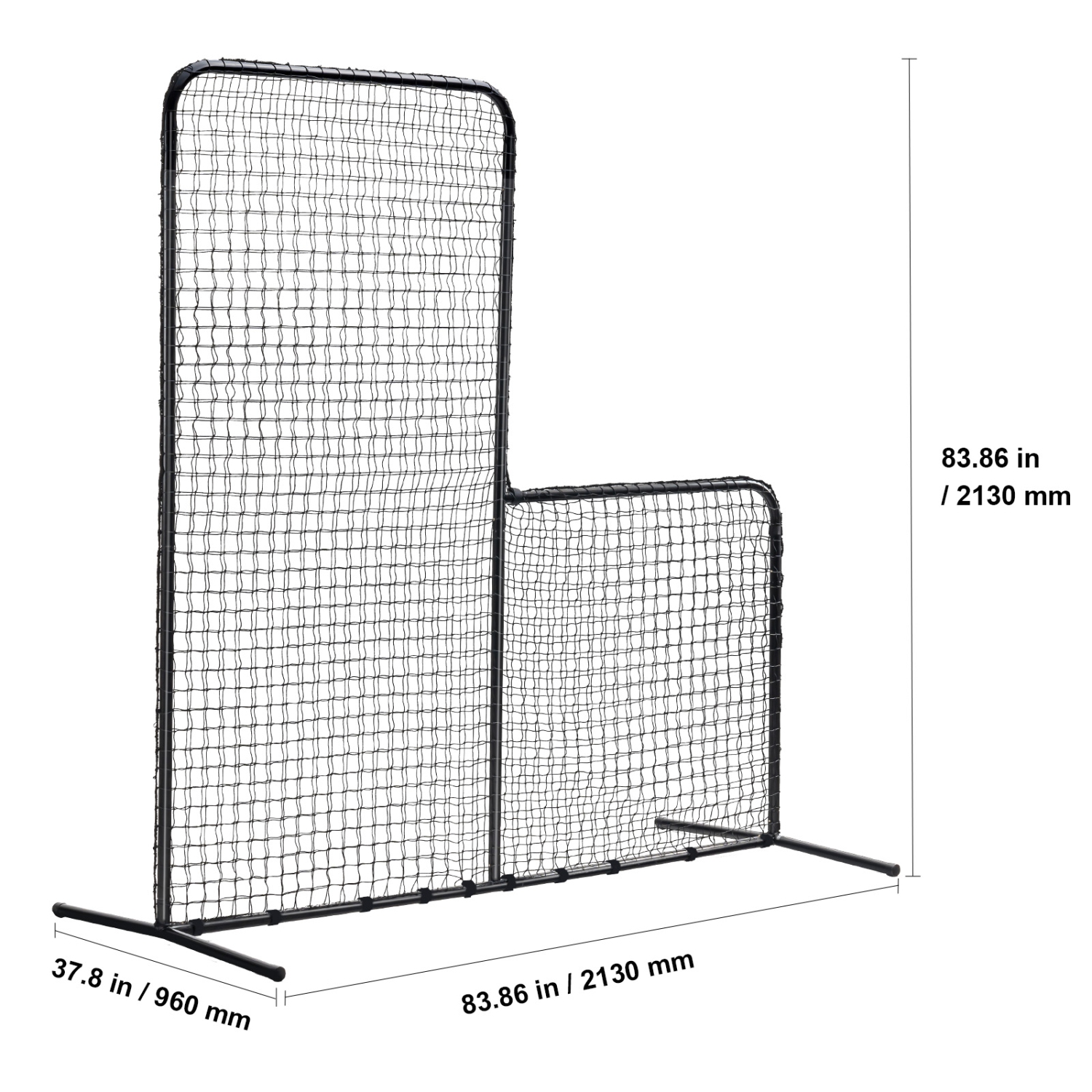 VEVOR 7x7 ft L Screen Baseball for Batting Cage, Baseball Softball Safety Screen, Body Protector Portable Batting Screen with Carry Bag & Ground