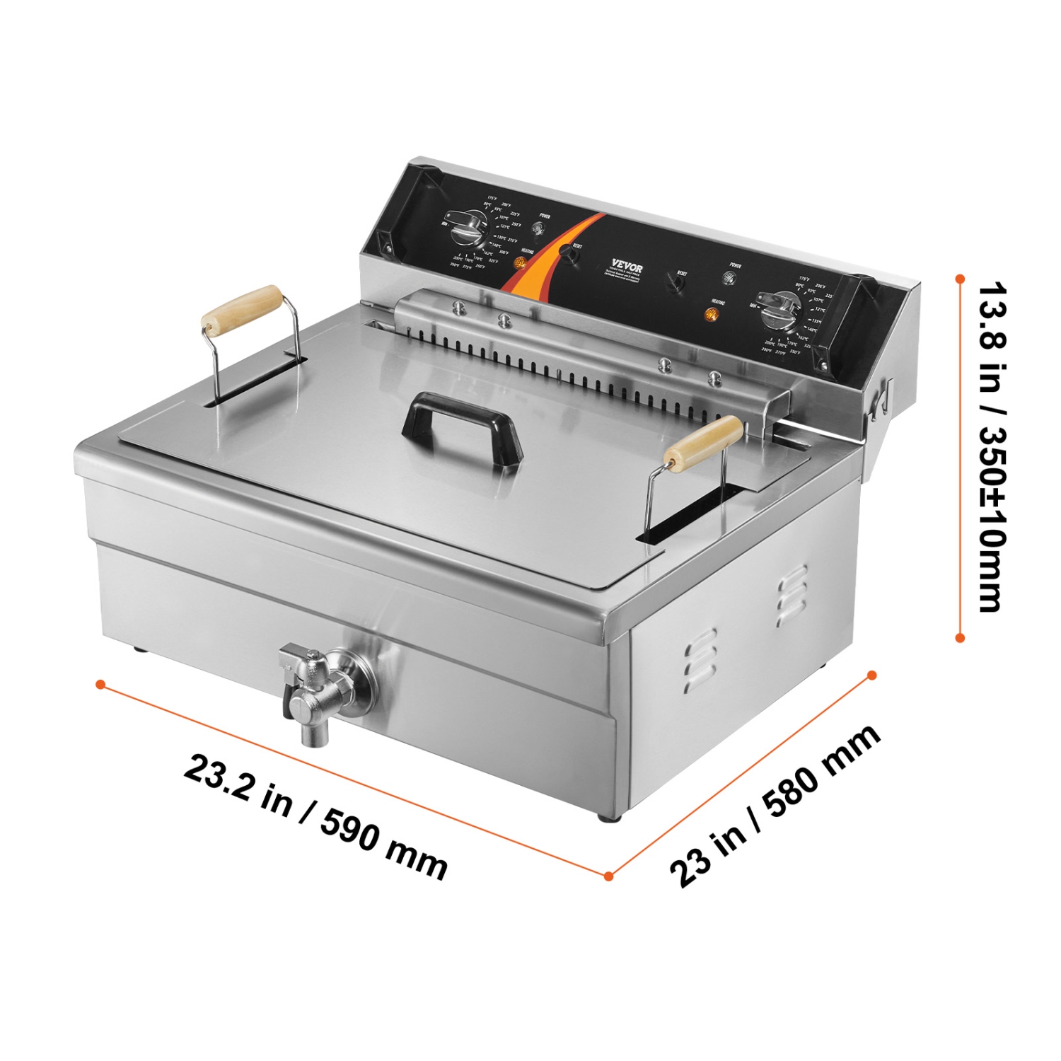 VEVOR 3000W Commercial Deep Fryer, Electric Turkey Fryer with Basket, Large Capacity 30.6Qt / 29L Countertop Single Oil Fryer, Stainless Steel, Temp