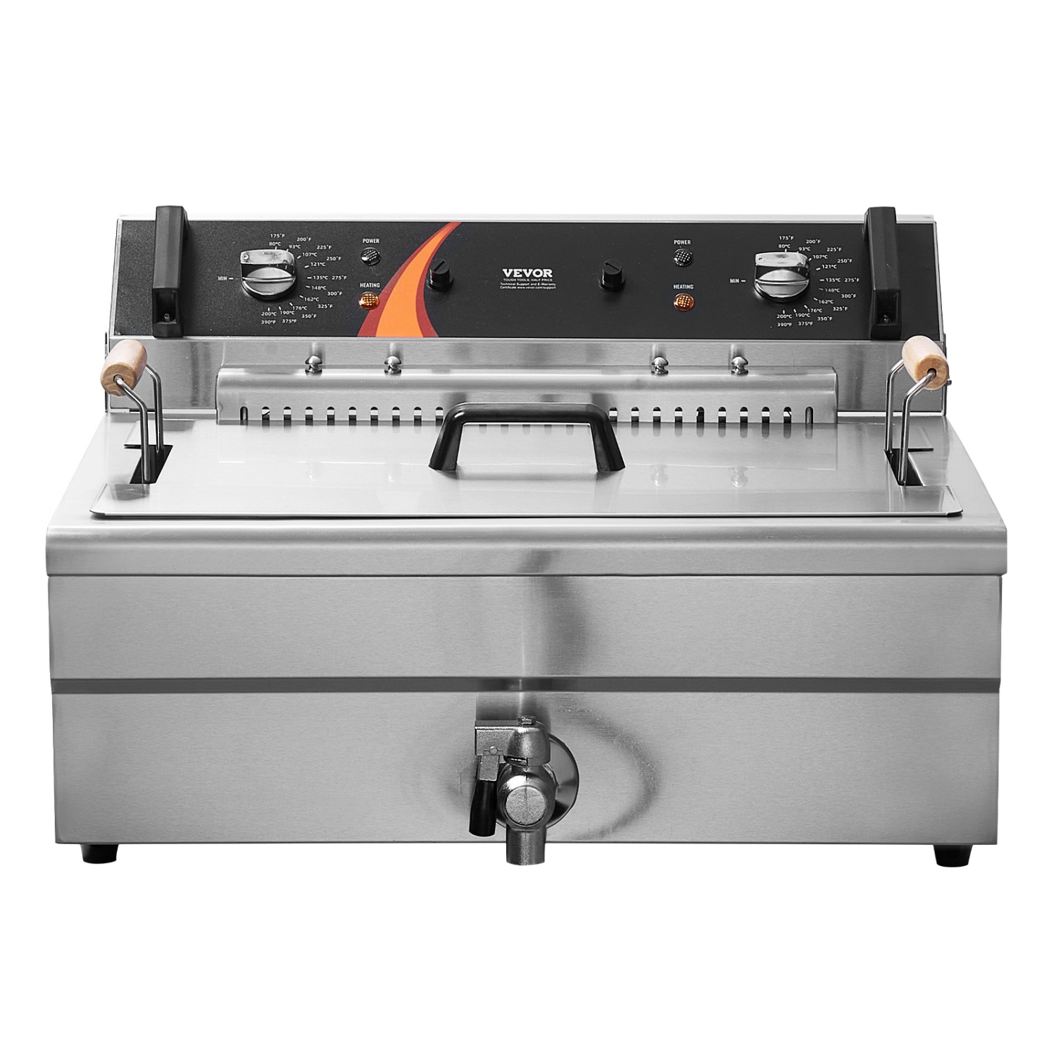 VEVOR 3000W Commercial Deep Fryer, Electric Turkey Fryer with Basket, Large Capacity 30.6Qt / 29L Countertop Single Oil Fryer, Stainless Steel, Temp