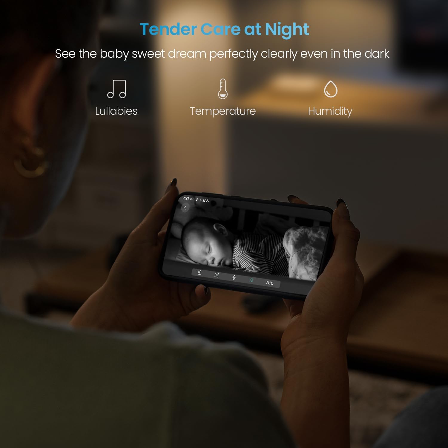 ieGeek 1080P Video Baby Monitor, 4.3" Wireless Display & 360°Auto Tracking Smart Camera, Sound & Motion Detection, Temp & Humidity Sensor,FHD Night