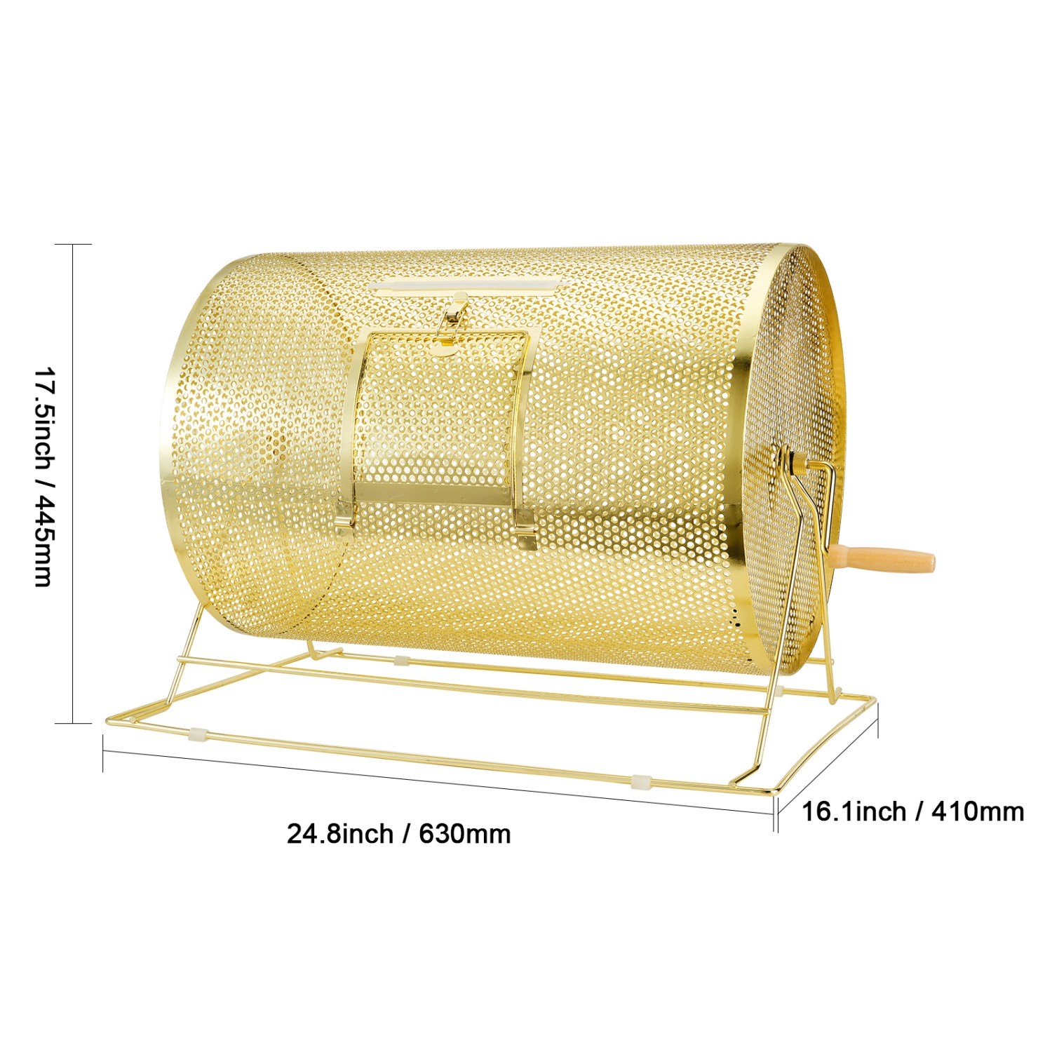 VEVOR 14.8 x Ø21.26 inch Raffle Drum,Holds 10000 Tickets or 300 Ping Pong Balls, Metal Lottery Spinning Drawing with Wooden Turning Handle, Brass