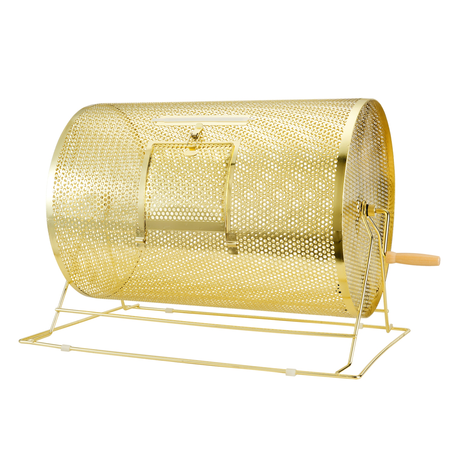 VEVOR 14.8 x Ø21.26 inch Raffle Drum,Holds 10000 Tickets or 300 Ping Pong Balls, Metal Lottery Spinning Drawing with Wooden Turning Handle, Brass