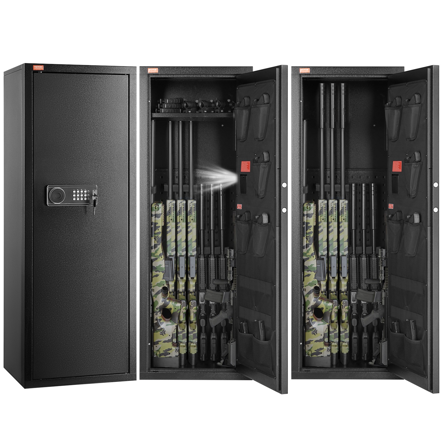 VEVOR 10-12 Rifles Gun Safe, Rifle Safe with Lock & Digital Keypad, Quick Access Tall Gun Storage Cabinet with Removable Shelf, Rifle Cabinet for Home Rifle and Shotguns