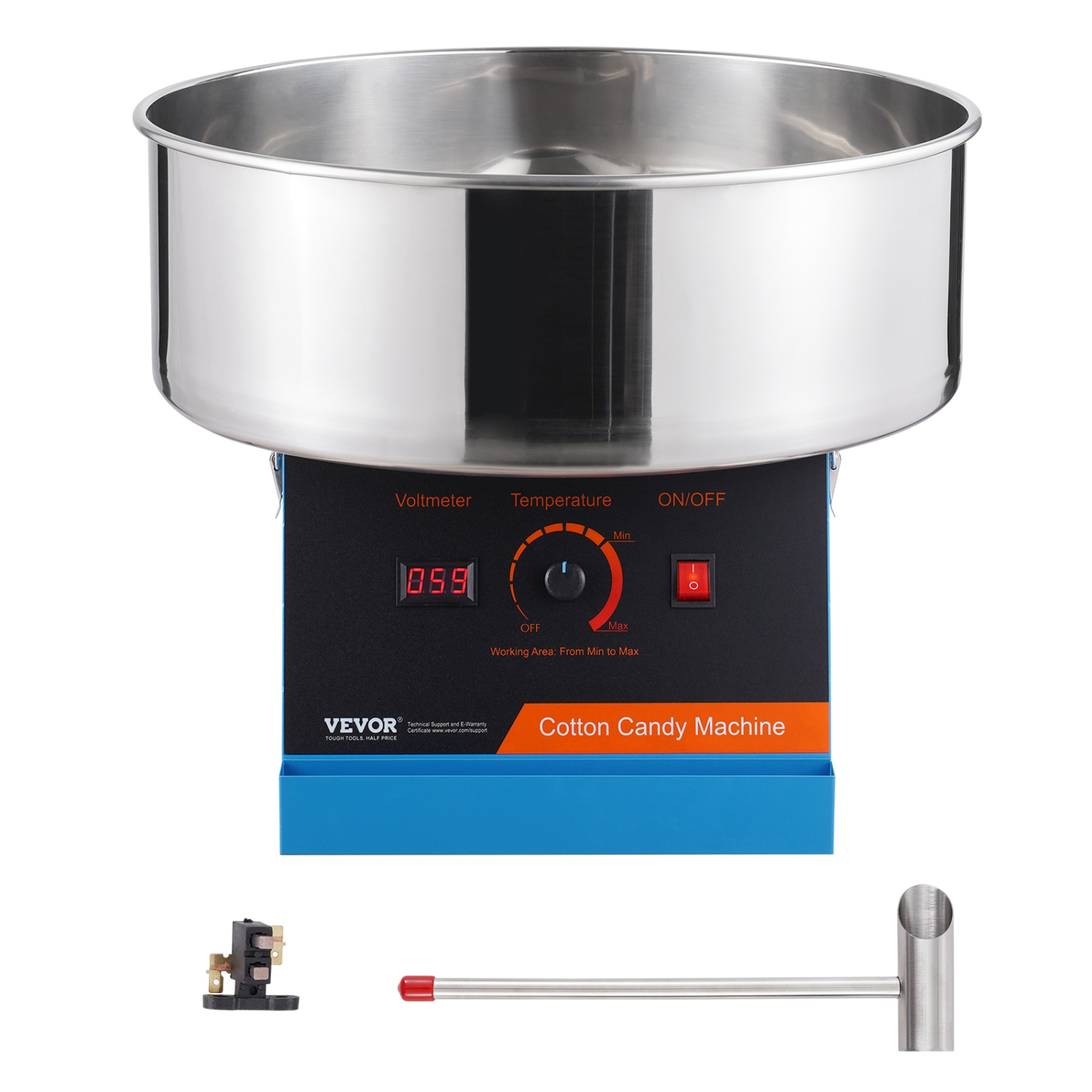 VEVOR 1000W Electric Cotton Candy Machine, Candy Floss Maker, Commercial Cotton Candy Machine with Stainless Steel Bowl, and Sugar Scoop, Perfect for