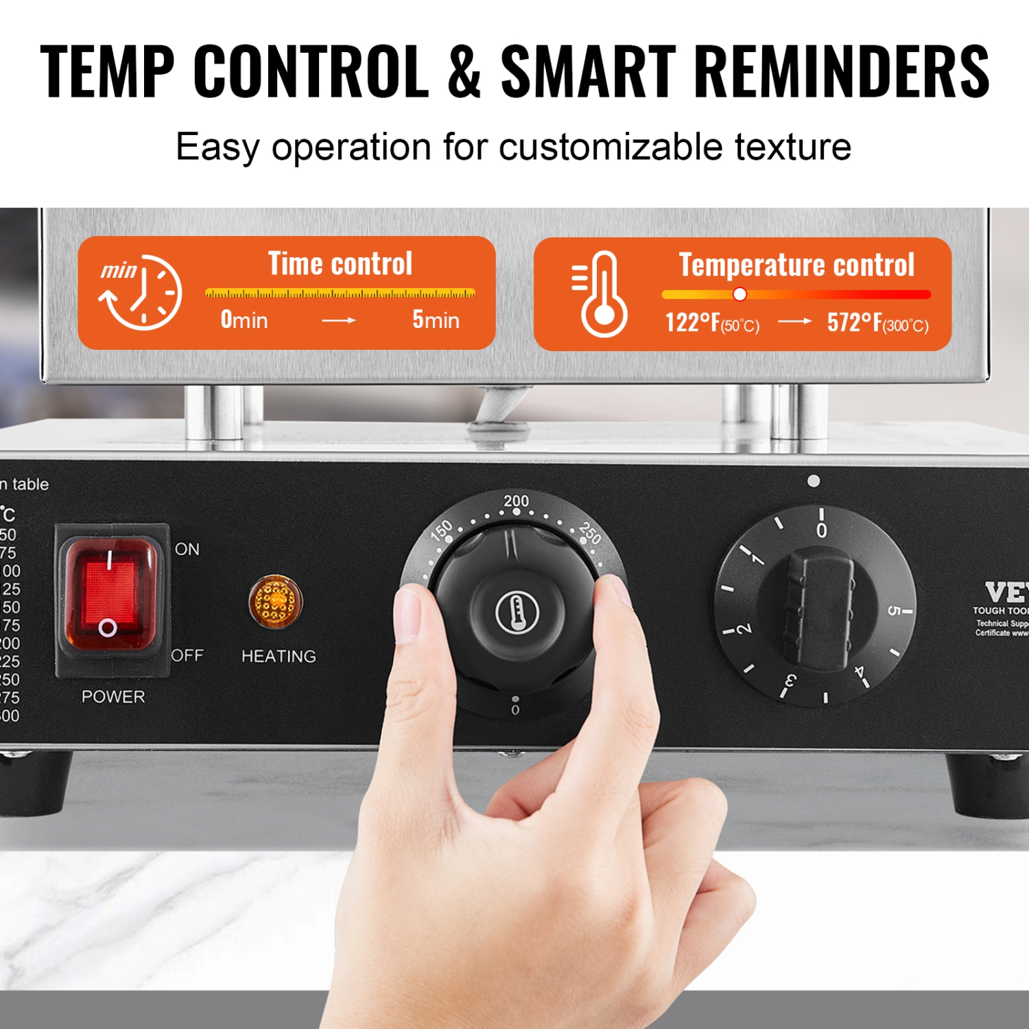 VEVOR 9PCS Dutch Pancake Maker, 76mm Diameter Dorayaki Baker Machine, 850W Commercial Electric Poffertjes Grill, Non-stick Stainless Steel, Temp &