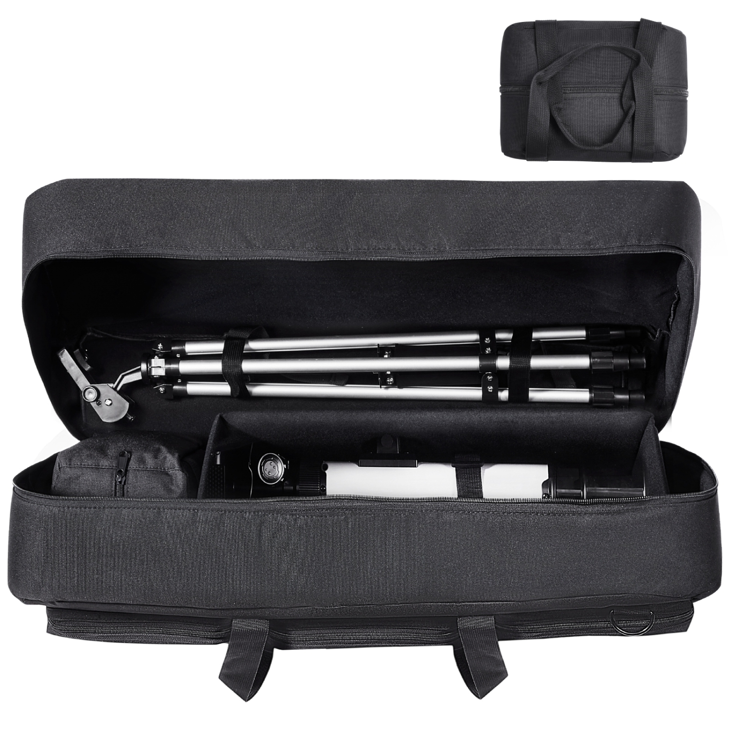 VEVOR 30” Telescope Case, Telescope Storage Bag with Fixed Buckles, Multi-Pocket & Detachable Divider, Shock-Absorbent Telescope Travel Carrying Case
