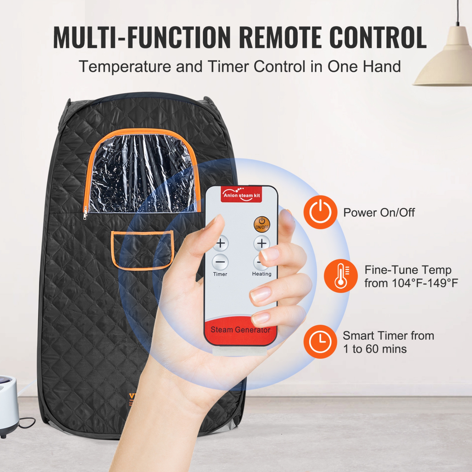 VEVOR Compact Portable Steam Sauna Tent, 1200 Watt Sauna Blanket with Chair & Storage Bag, Home Therapeutic Sauna Tent , Time & Temperature Remote