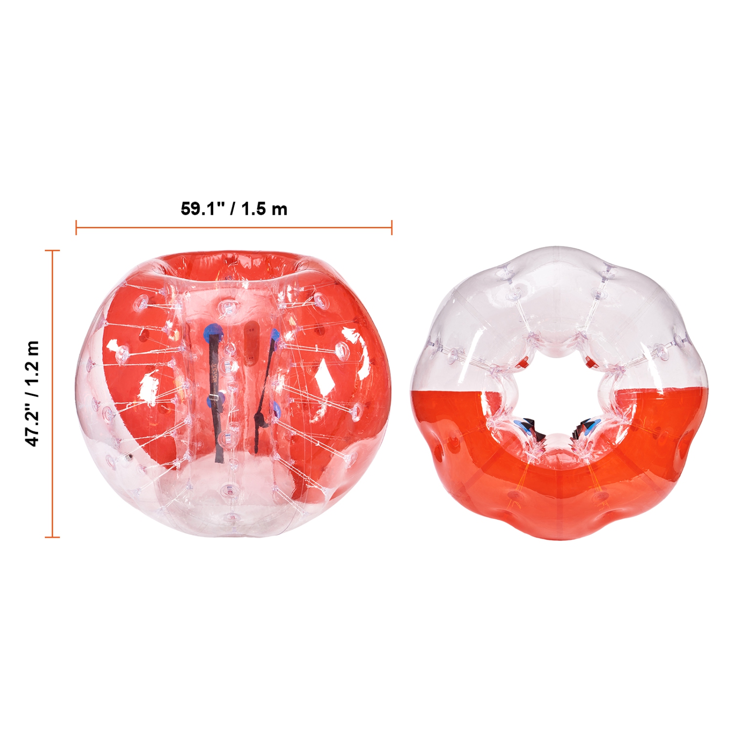 VEVOR 5FT/1.5M Inflatable Bumper Ball 1-Pack, Body Sumo Zorb Balls for Teen & Adult, 0.8mm Thick PVC Human Hamster Bubble Balls for Outdoor Team