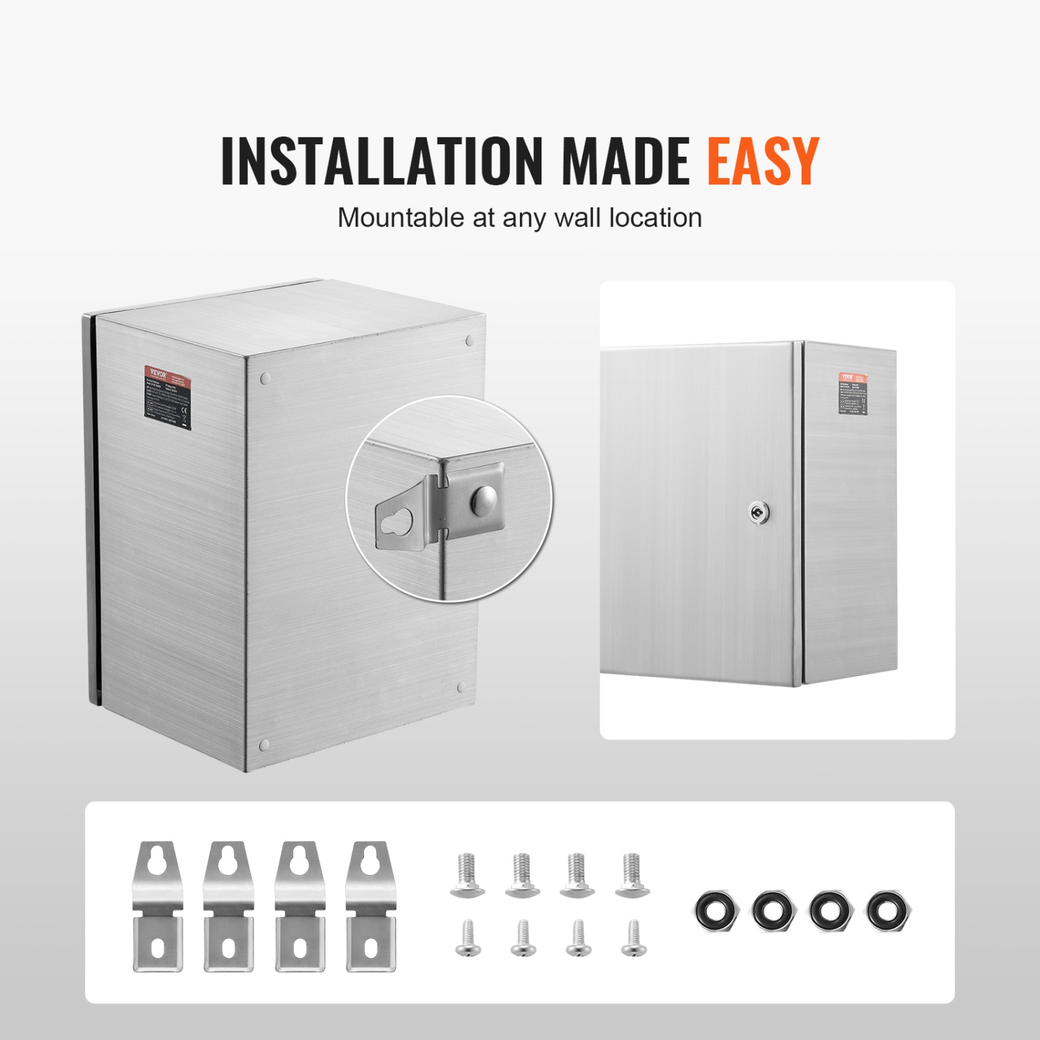 Boîtier électrique VEVOR en acier de 20 x 16 x 8&nbsp;po, boîtier électrique en acier inoxydable 304, boîtier mural pour équipement électronique