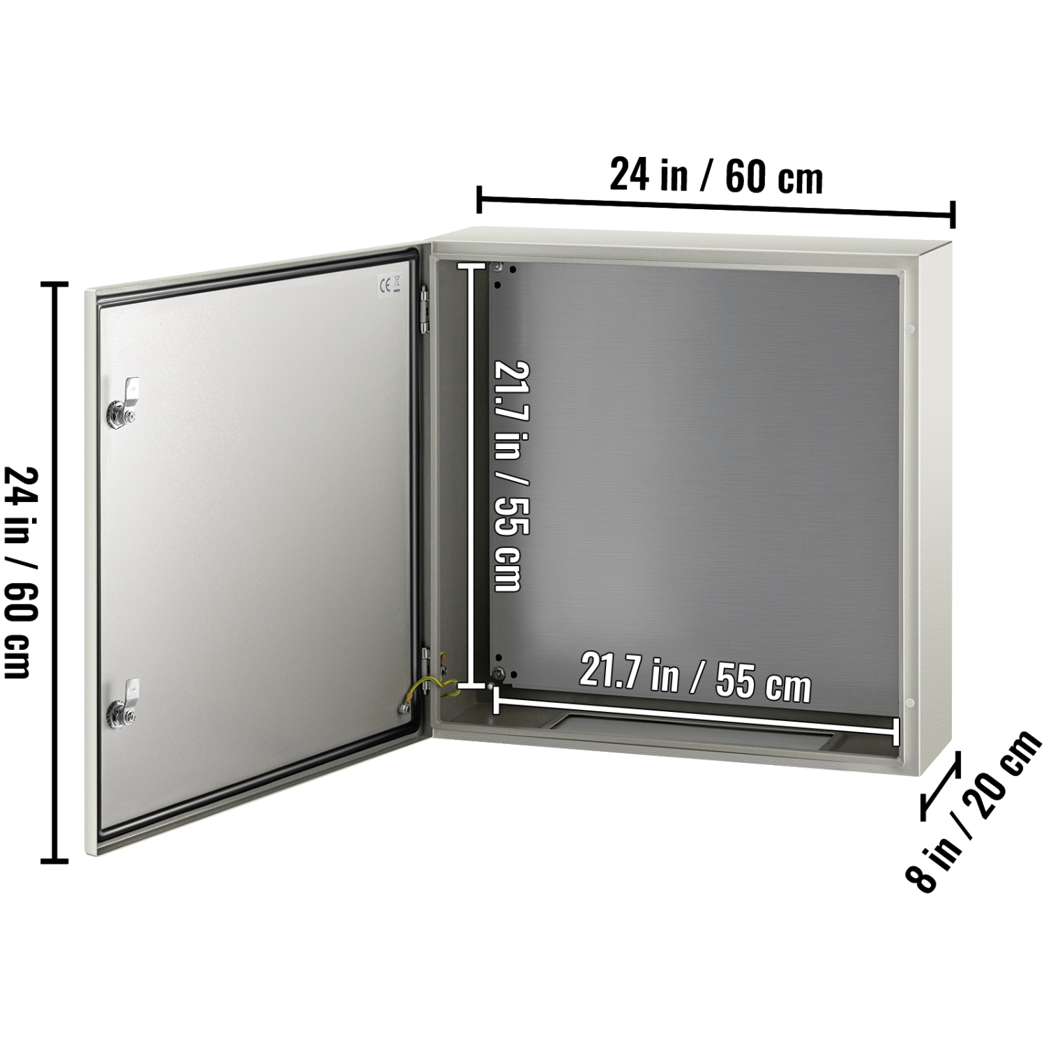 VEVOR 24x24x8'' NEMA Steel Case, NEMA 4X Metal Electric Enclosure, IP66 Water & Dust Resistant, Suitable for Both Outdoor & Indoor Use, Includes