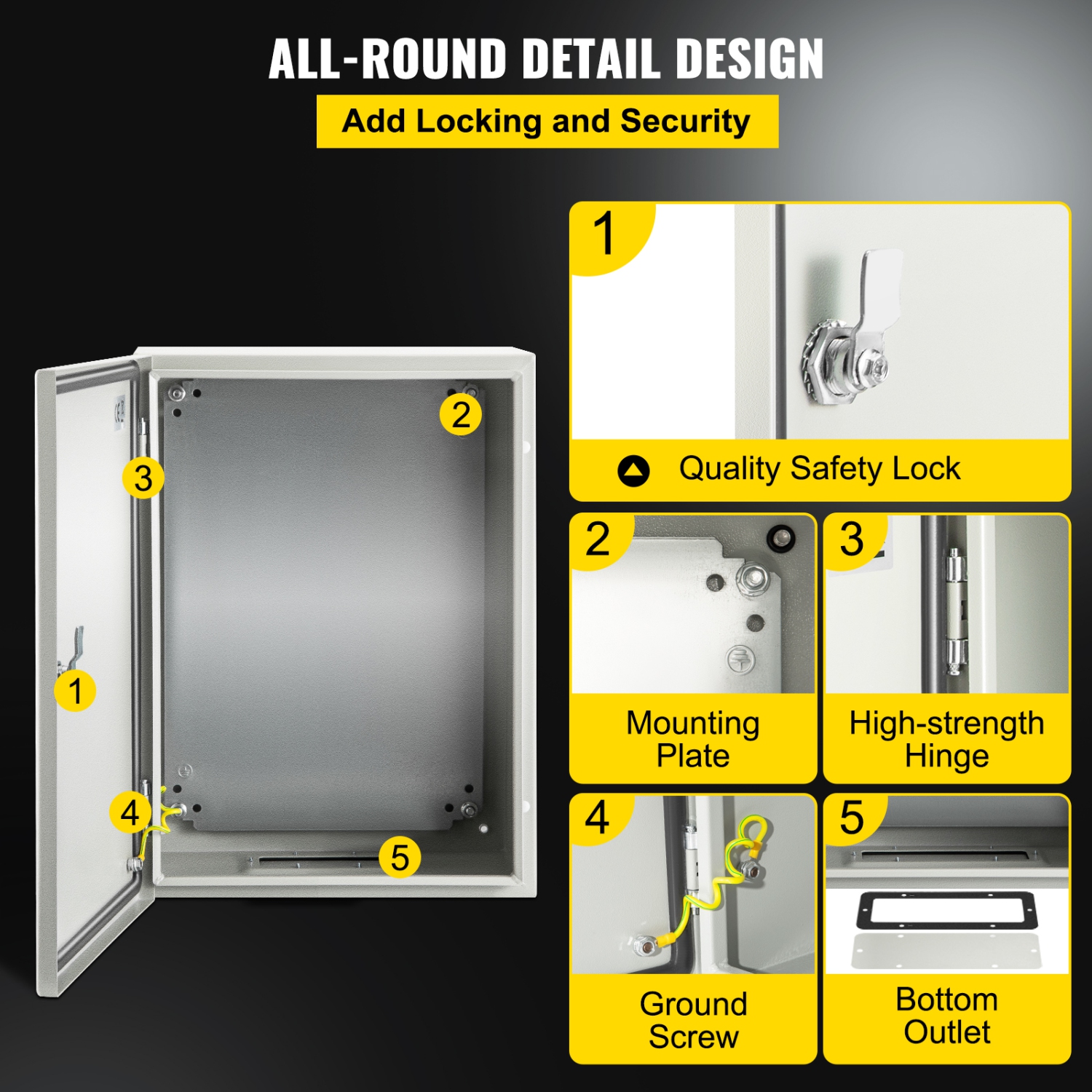 VEVOR 16x12x8 inches NEMA Steel Case, NEMA 4X Steel Electric Enclosure, IP66 Rated for Water and Dust Resistance, Suitable for Both Outdoor and