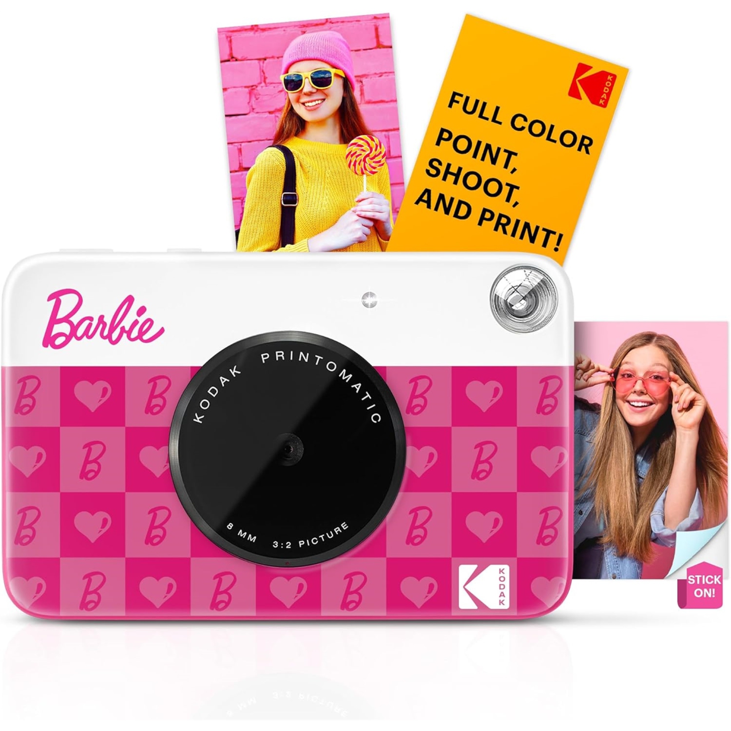 Appareil photo à impression instantanée Kodak x Barbie Printomatic, étui style emblématique + papier Zink - Ensemble