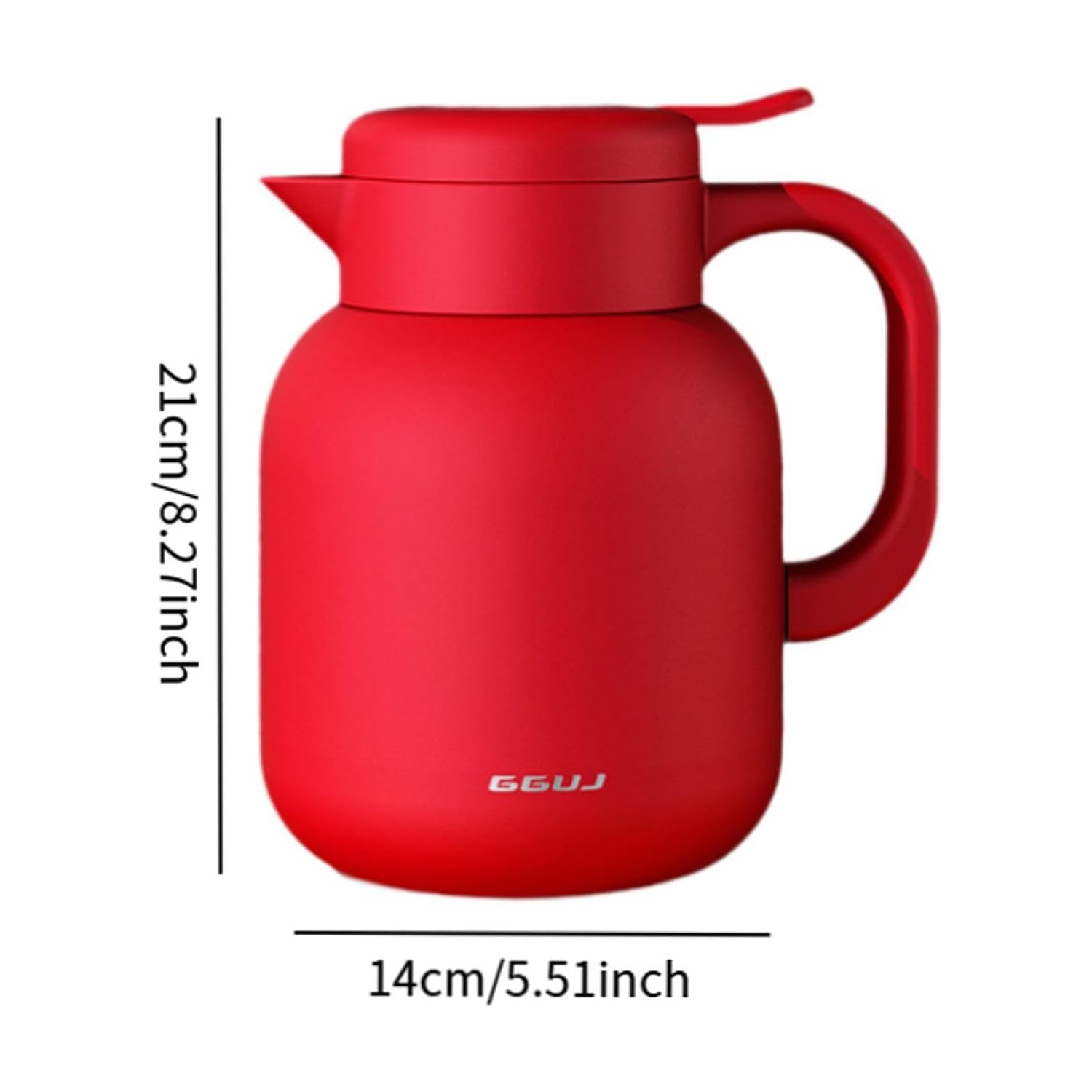 1.5L Red Insulated Coffee Pot - 316 stainless steel, temperature display, built-in tea filter, leak-proof, one-touch pour, ergonomic handle
