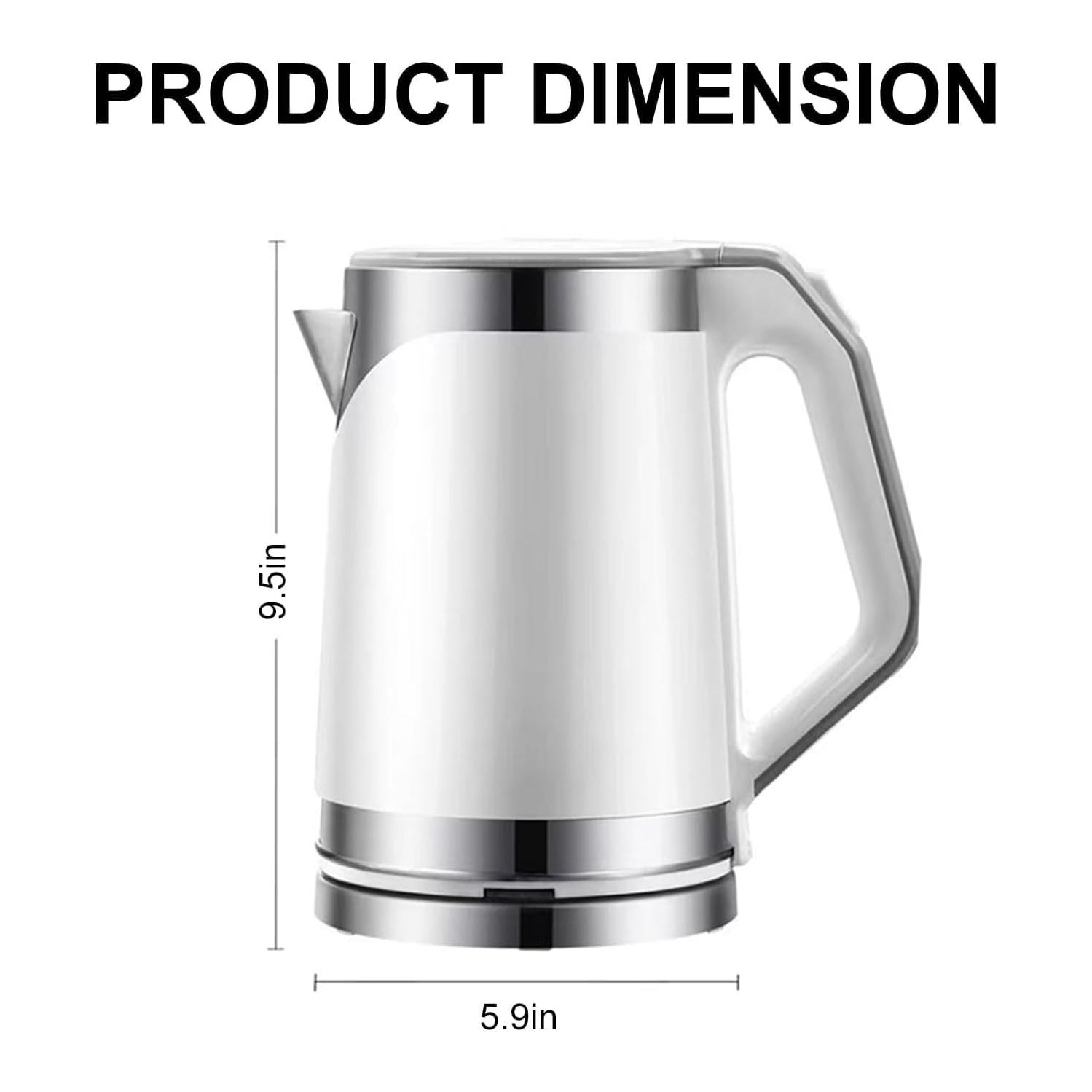 2L Fast Boiling Electric Kettle - 304 Stainless Steel, Double-layer Anti-scalding, Automatic Shutoff and 360° Swivel Base, Brushed Metal Finish