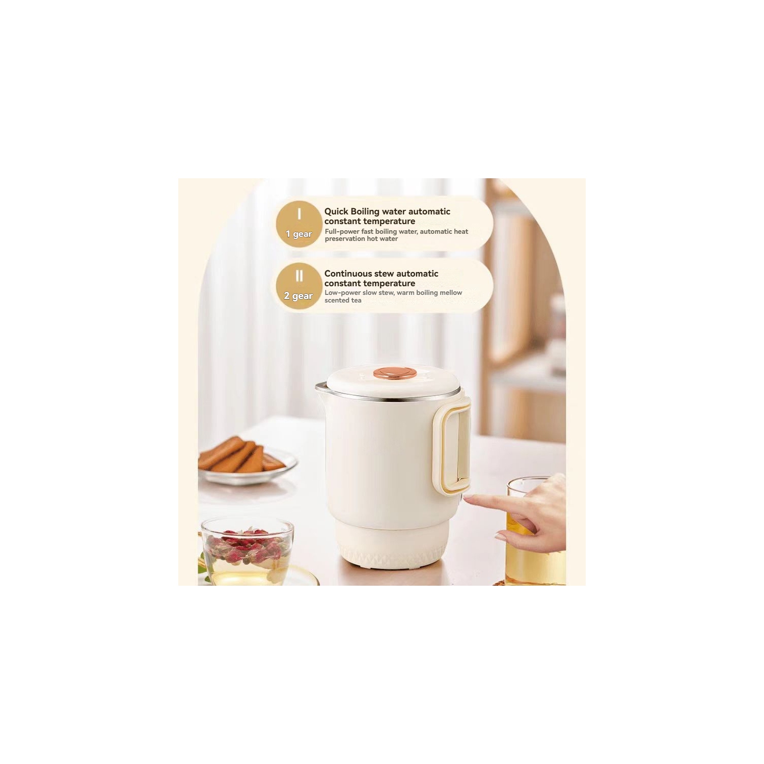 Bouilloire électrique portative pliable – 800&nbsp;ml, chauffage rapide 600&nbsp;W, 2 réglages de température, PP de qualité alimentaire, étanche