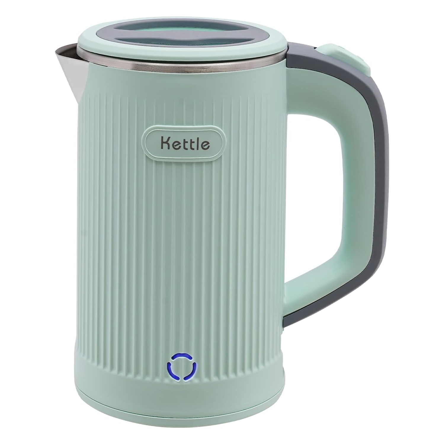 600W Travel Electric Kettle - 4-6 Min Fast Boil, Food-Grade 304 Stainless Steel, Compact & Lightweight for Hotels/Offices（Green）