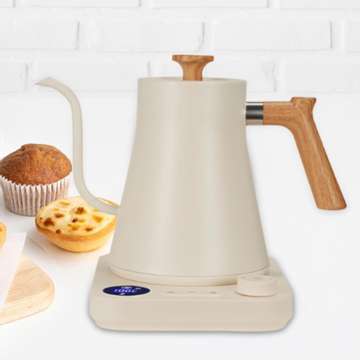 Bouilloire électrique en col de cygne de 1200&nbsp;W - 900&nbsp;ml, température réglable, chauffage rapide, fonction mémoire, adapté pour le café