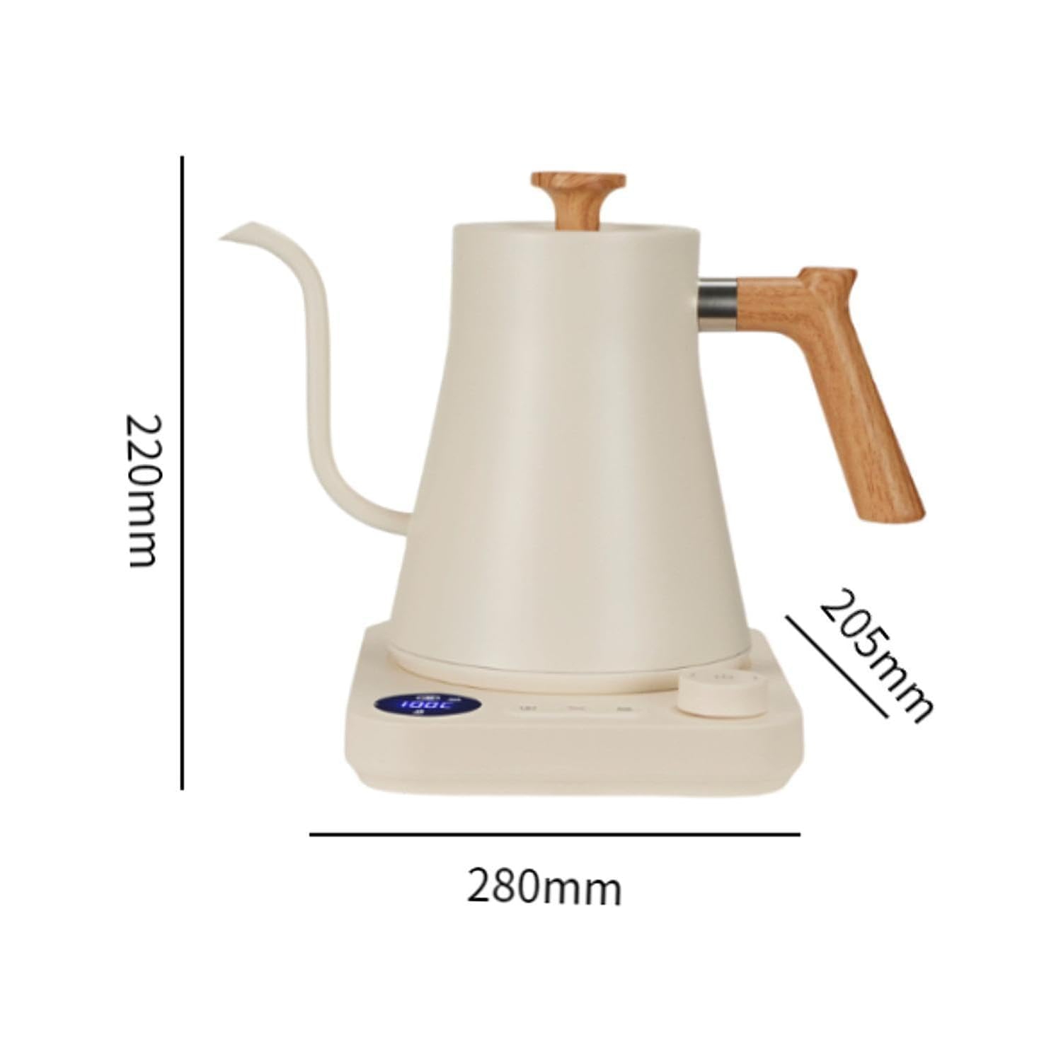 Bouilloire électrique en col de cygne de 1200&nbsp;W - 900&nbsp;ml, température réglable, chauffage rapide, fonction mémoire, adapté pour le café