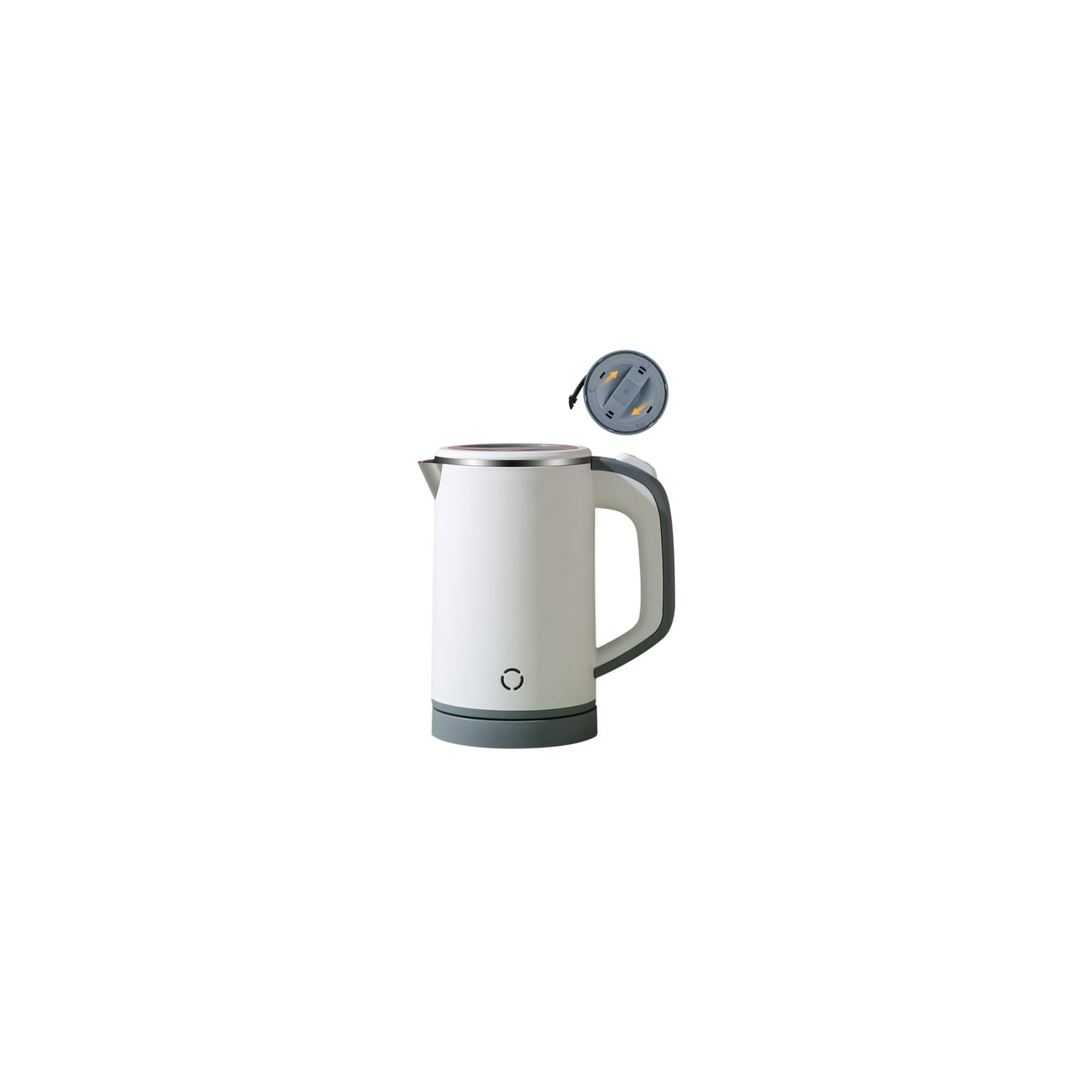 Portable 0.8L Mini Electric Kettle – Stainless Steel, Double-Wall Insulation, BPA-Free & Anti-Dry Boil for Travel, Office & Home White