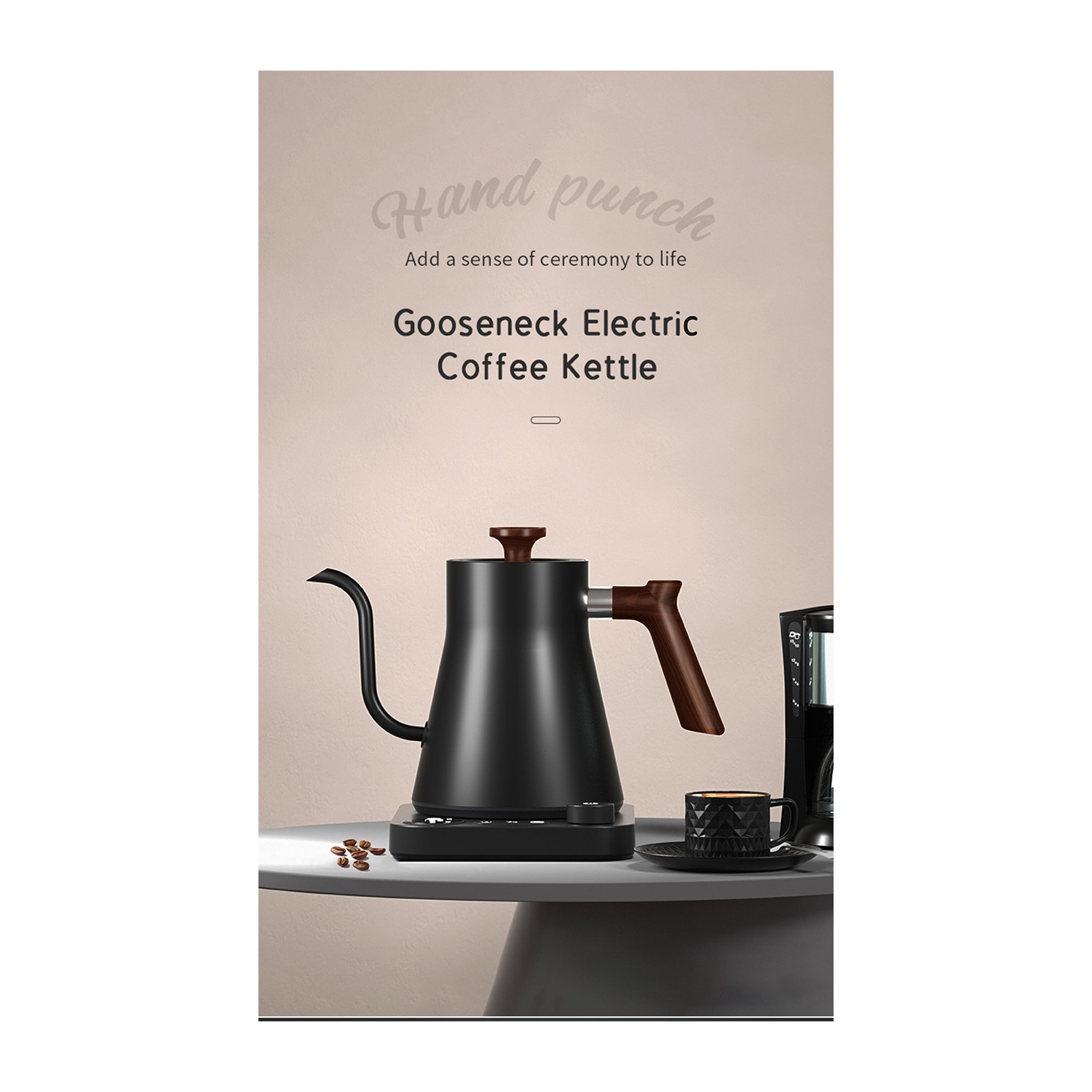 Smart gooseneck kettle electric kettle - precise temperature control, 1200W fast heating, anti-drip spout, 900ml home/office/coffee shop