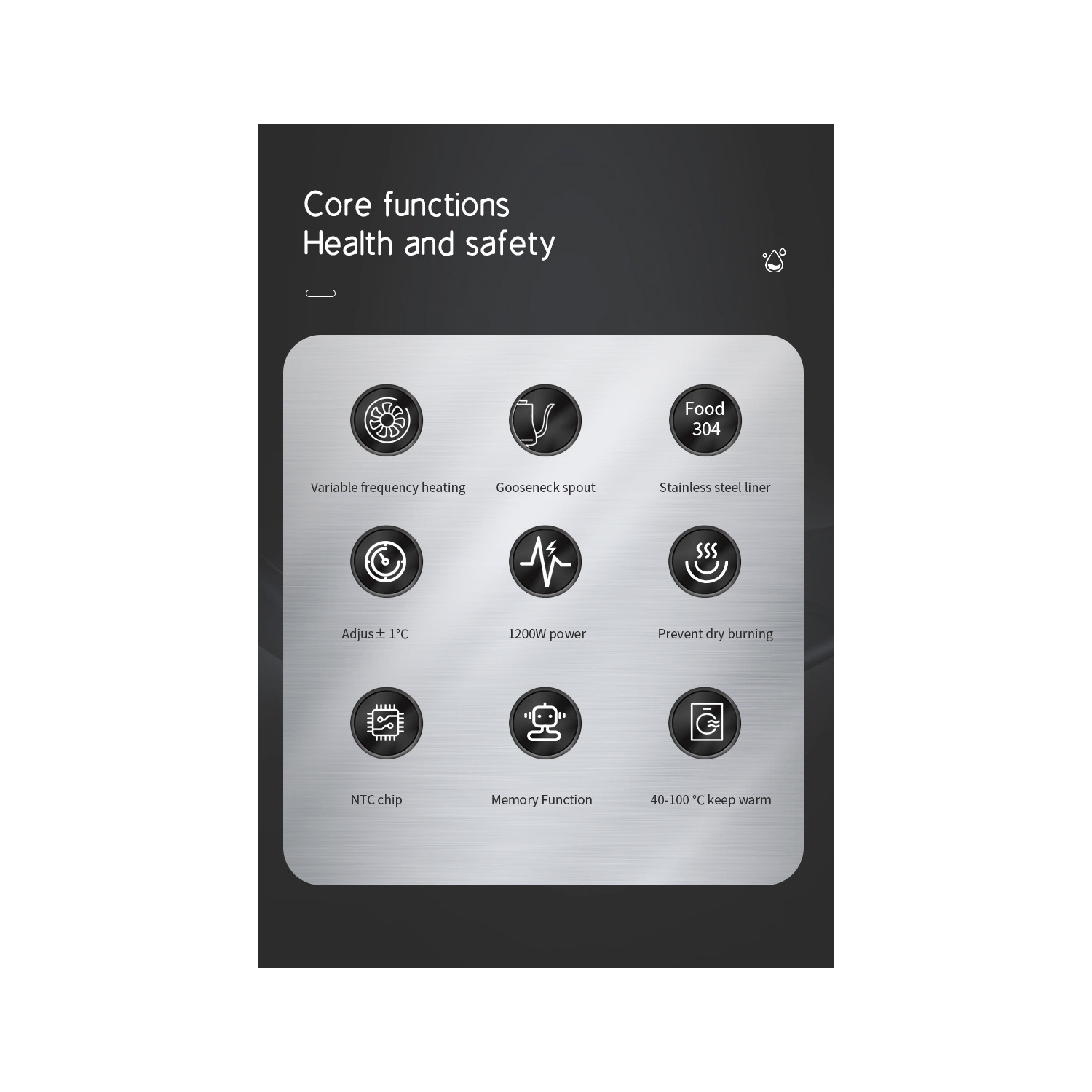 Smart gooseneck kettle electric kettle - precise temperature control, 1200W fast heating, anti-drip spout, 900ml home/office/coffee shop