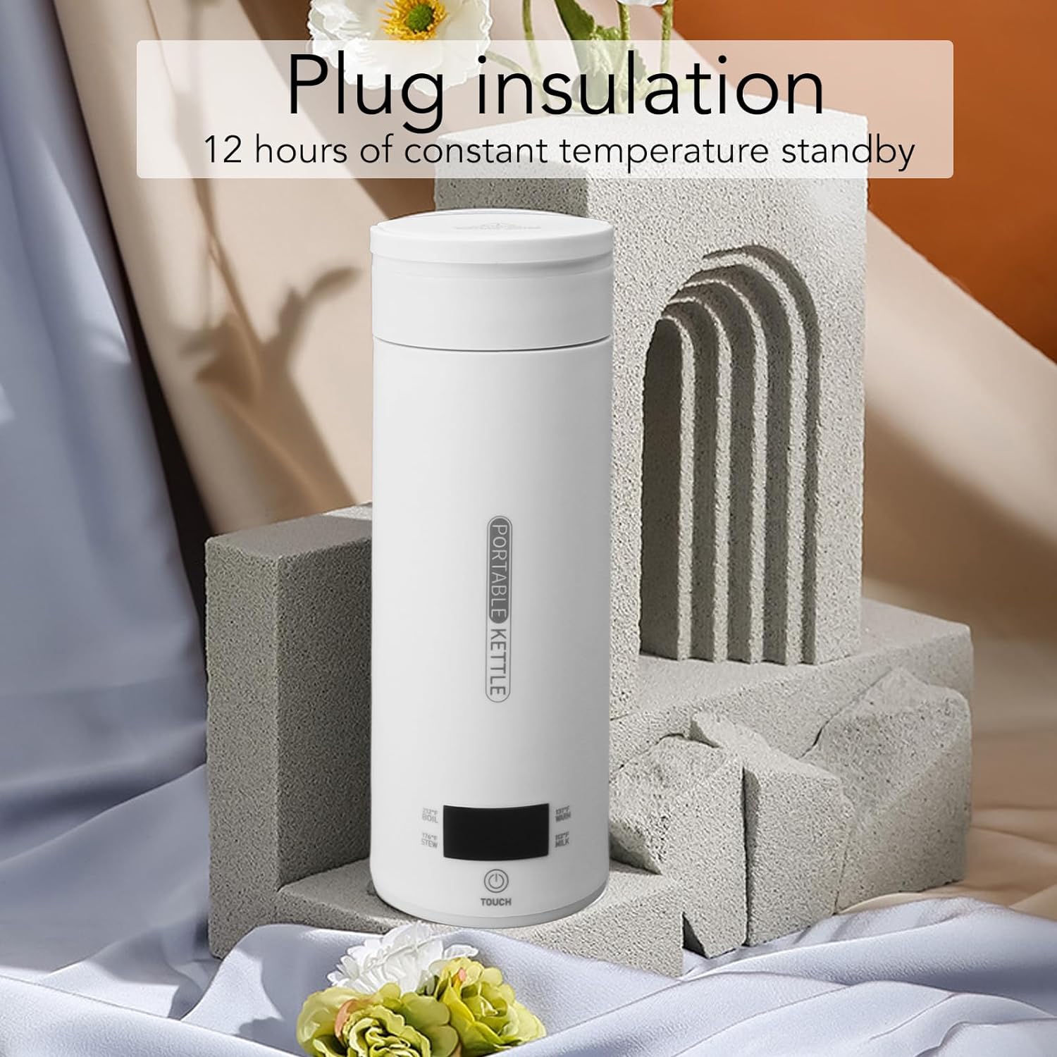 Bouilloire de voyage de 500&nbsp;ml – ébullition rapide en 5-7 minutes, affichage LCD, arrêt automatique, antifuite, acier inoxydable 316, Trousse de