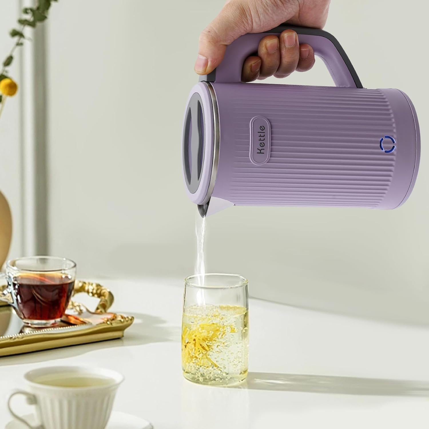 Bouilloire électrique de voyage de 600 W – 4 6 Min pour ébullition rapide, acier inoxydable 304 de qualité alimentaire, compact et léger