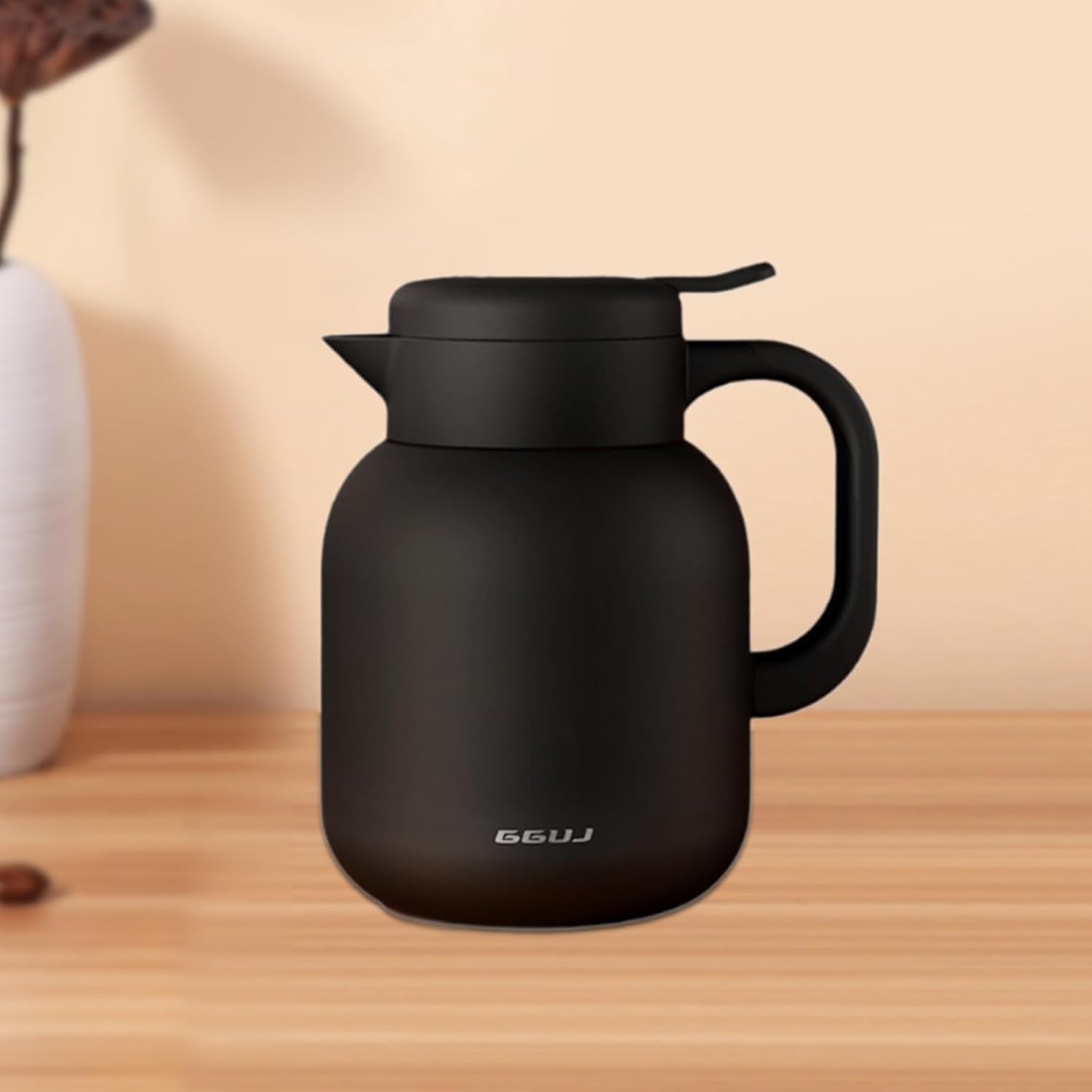 1 L – Cafetière isotherme noire, acier inoxydable 316, affichage de la température, filtre à thé intégré, antifuite, bec verseur à une touche