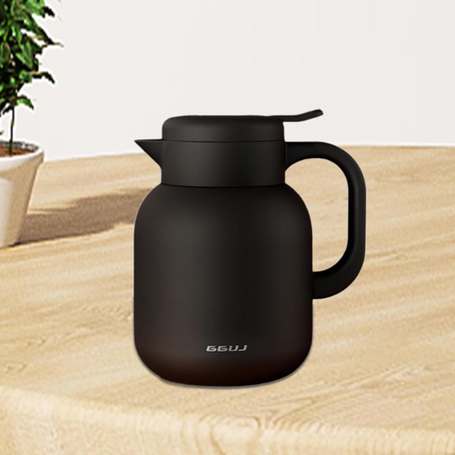 1 L – Cafetière isotherme noire, acier inoxydable 316, affichage de la température, filtre à thé intégré, antifuite, bec verseur à une touche