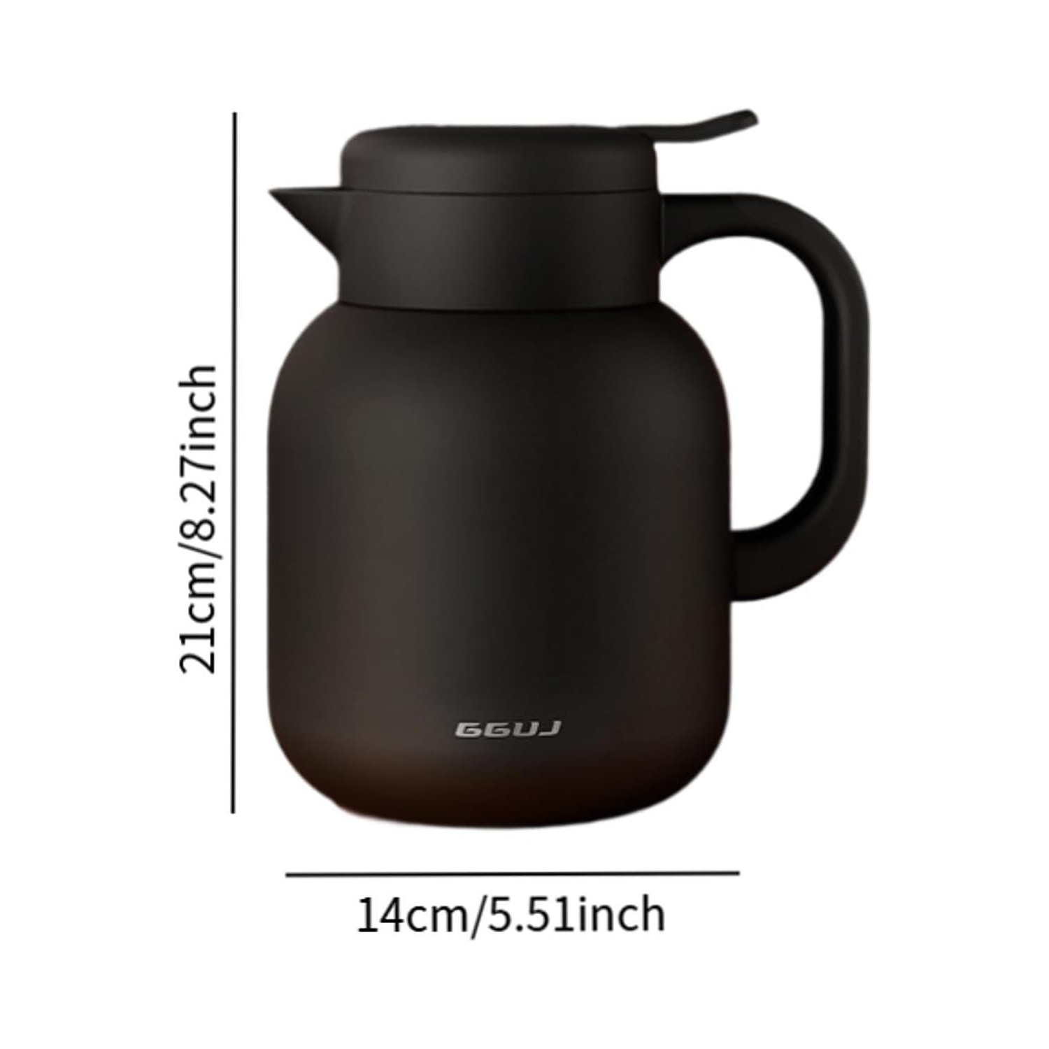 1.5L Black Insulated Coffee Pot – 316 Stainless Steel, Built-in Tea Filter, Leakproof & One-Touch Pour, Ergonomic Handle