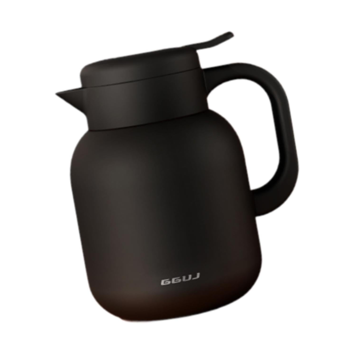2L Black Insulated Coffee Pot - 316 stainless steel, temperature display, built-in tea filter, leak-proof, one-touch pour, ergonomic handle