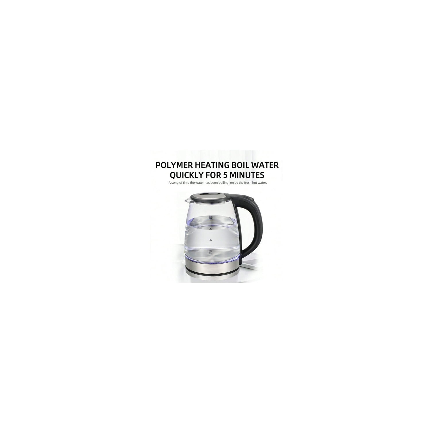 Glass Electric Kettle - Borosilicate Glass & 304 Stainless Steel, Auto Shut-Off, 360° Visible Boiling, Drop-Resistant Design